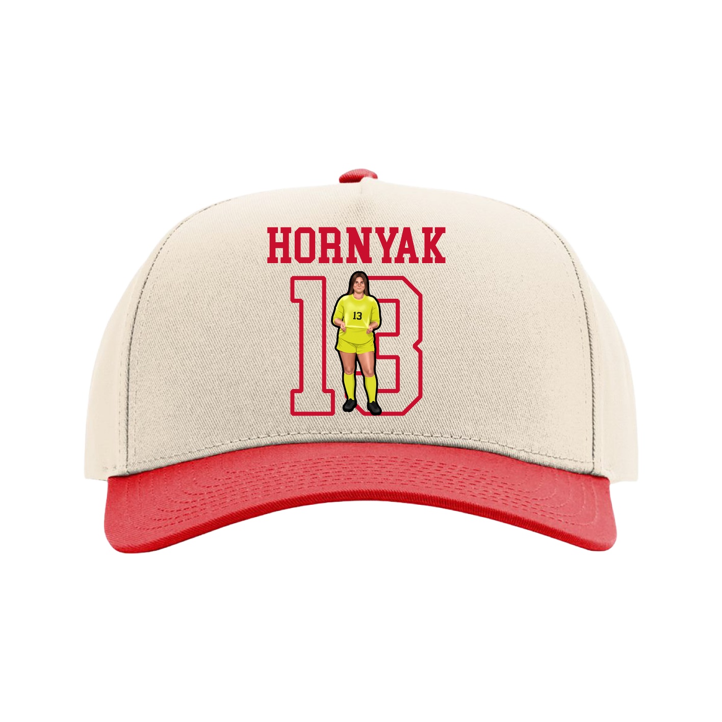 Full Fabric Five-Panel Champ Cap — Shirsey in Cream/Red