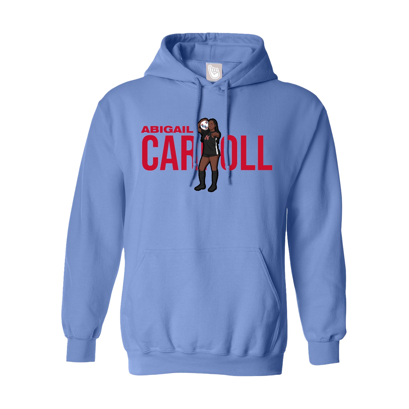 Youth Hoodie — Player Name in Powder Blue