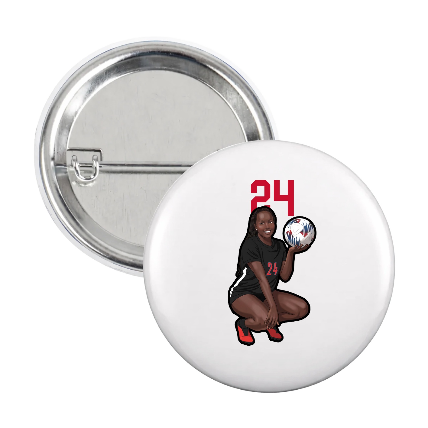 Game Day Button — Number Top in White
