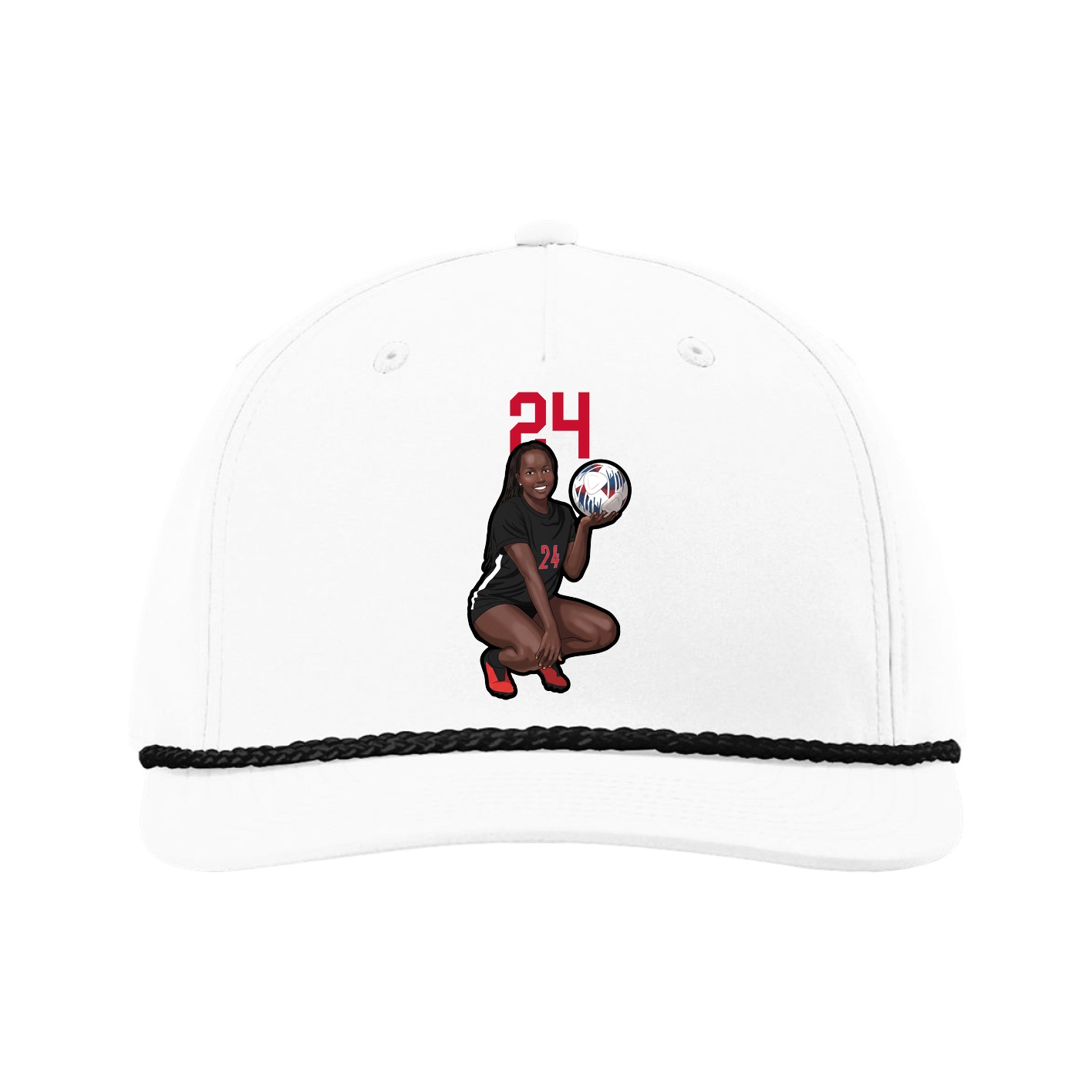 Five-Panel Classic Rope Cap — Number Top in White