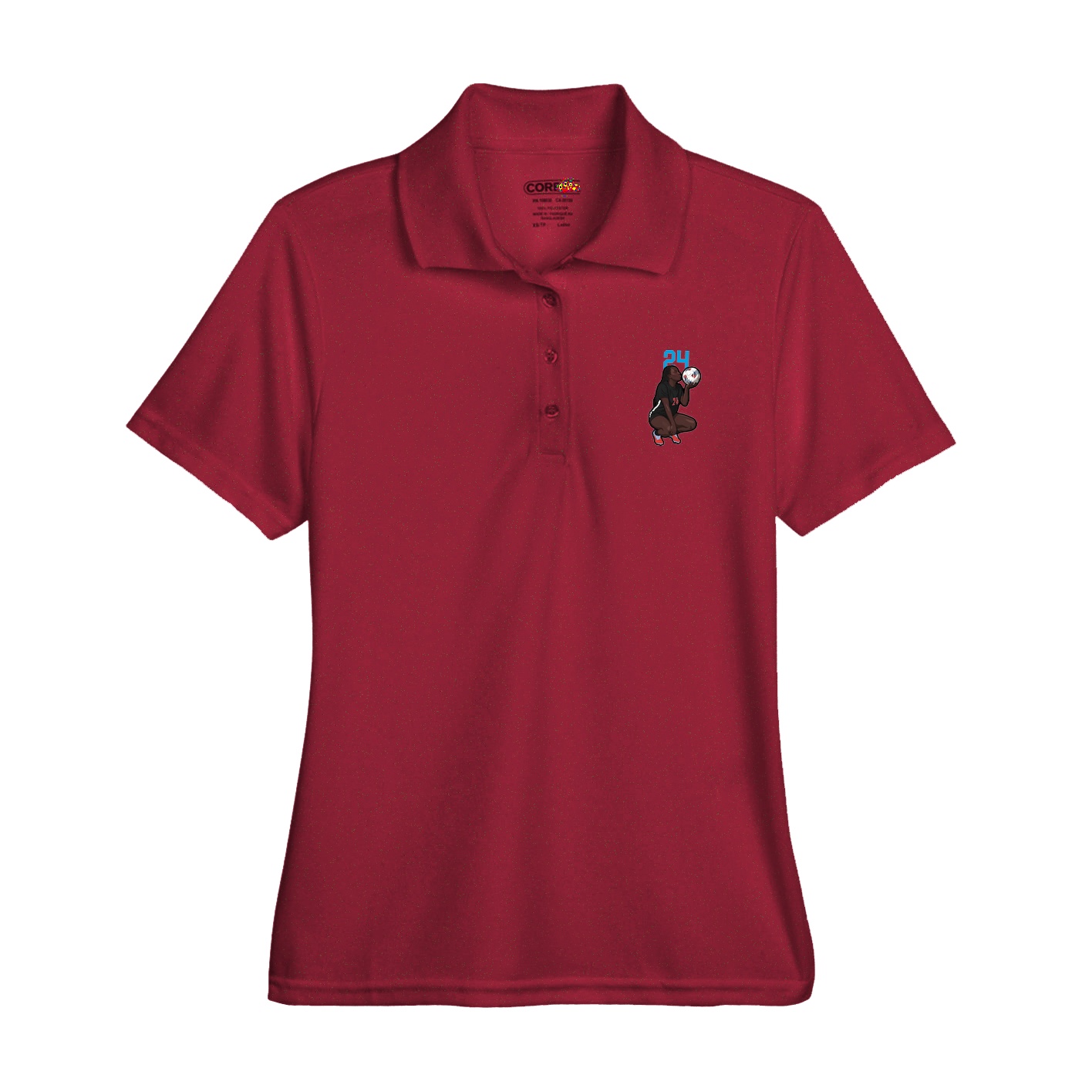 Womens Performance Polo — Number Top in Red