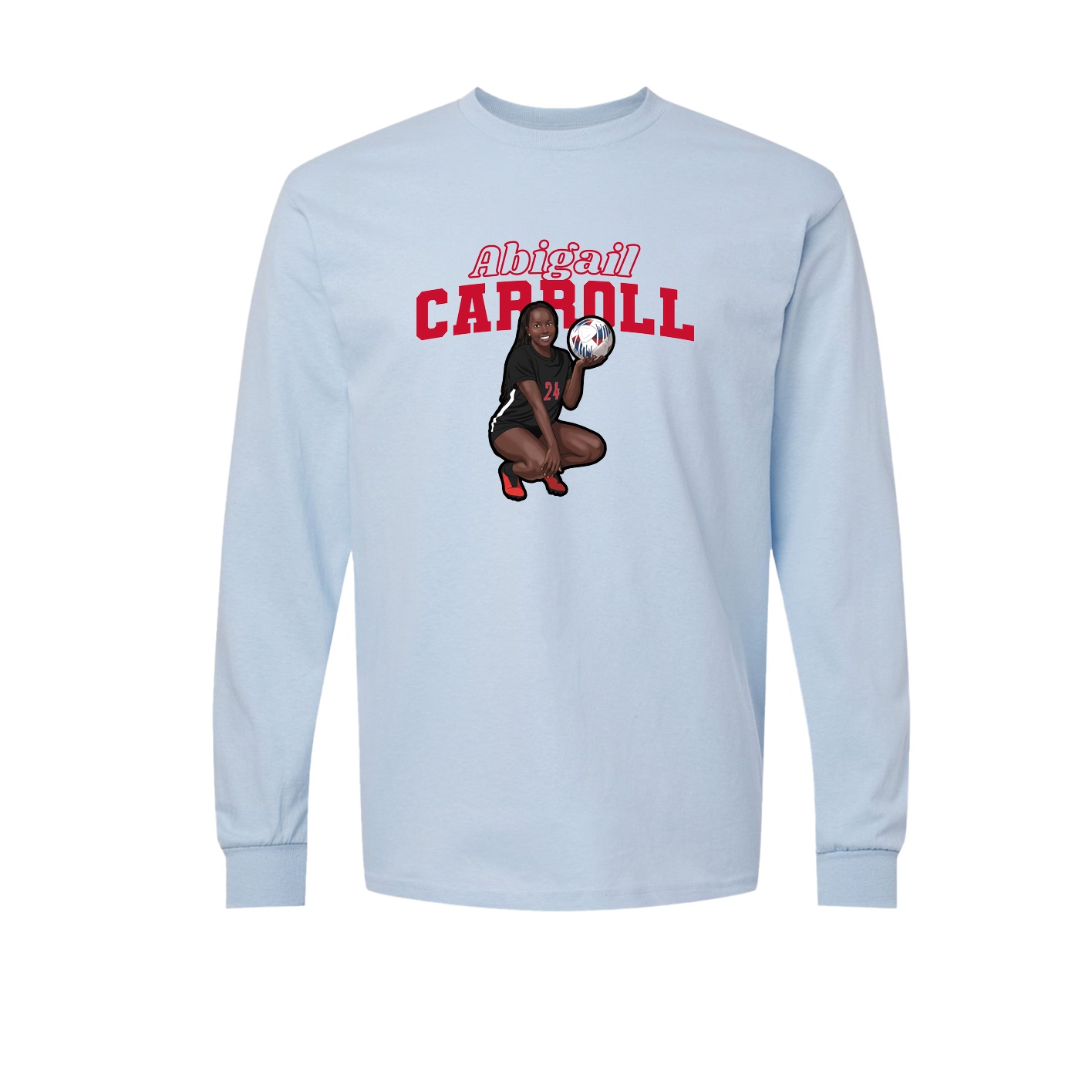 Long Sleeve Tee — Name Arch in Light Blue