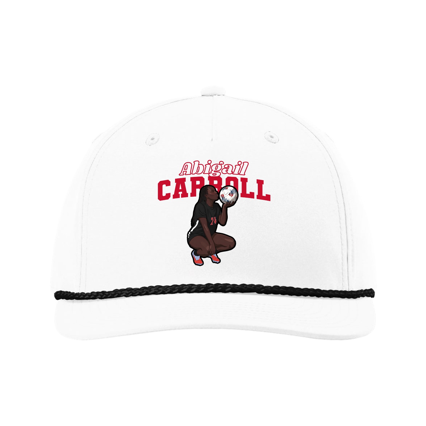 Five-Panel Classic Rope Cap — Name Arch in White