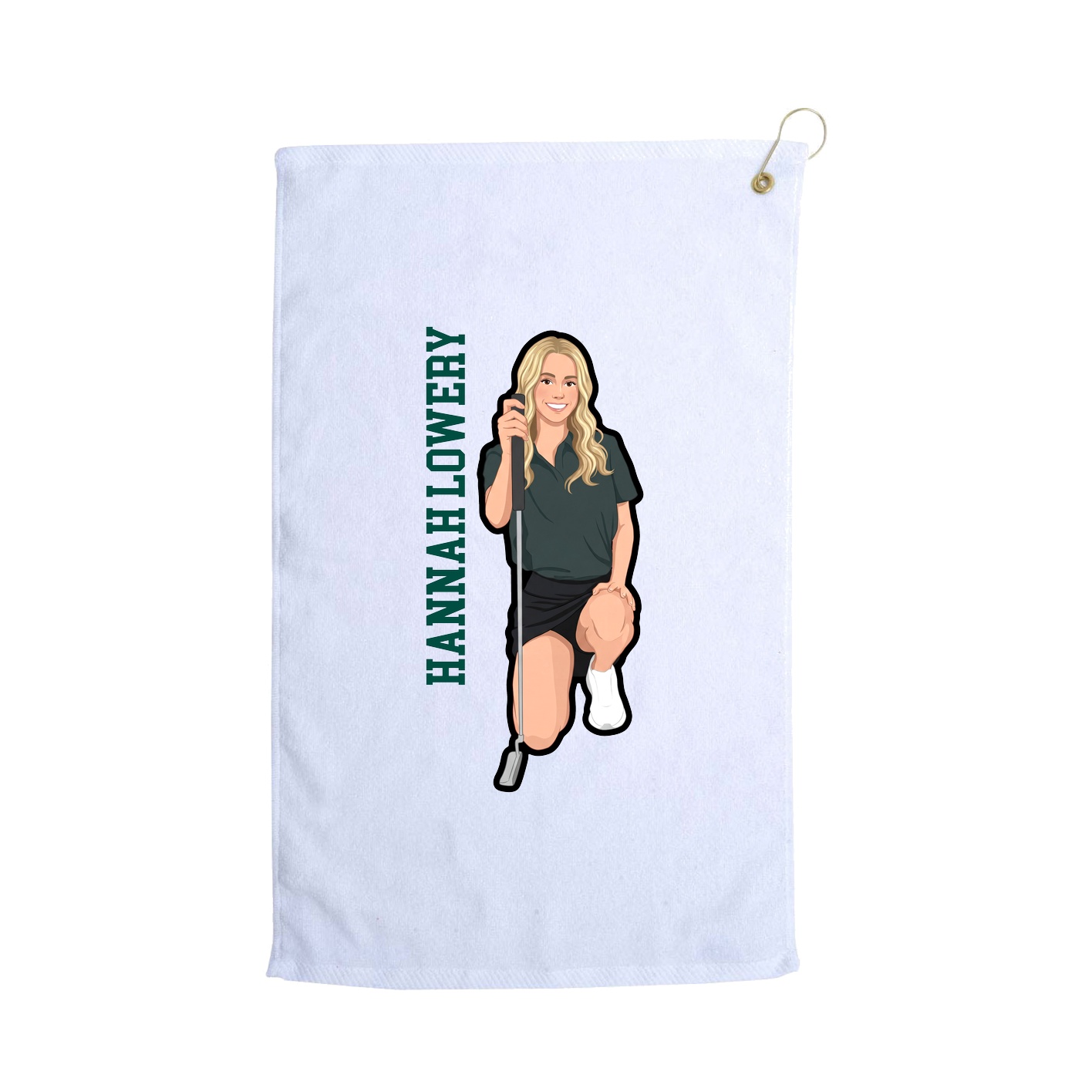 Golf Towel — Name Vertical in White