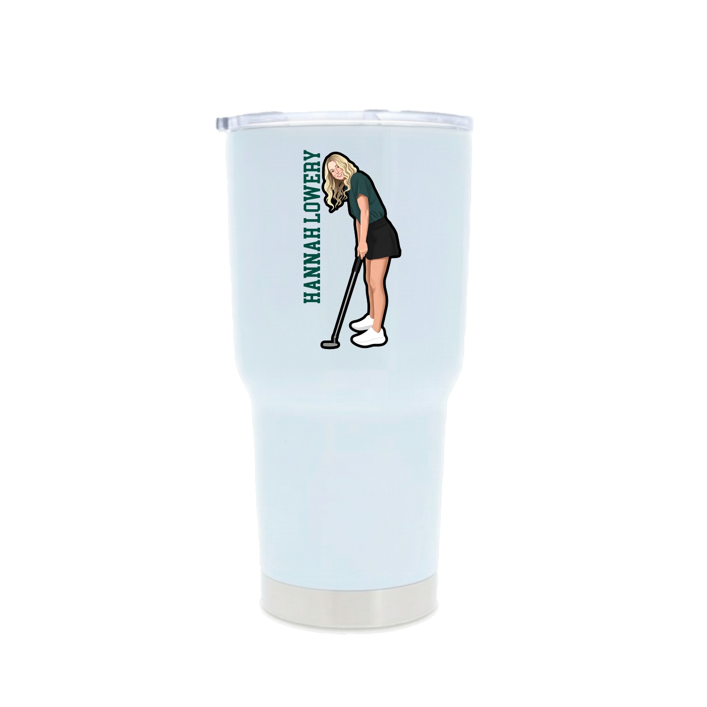 30oz Stainless Steel Tumbler — Name Vertical in White