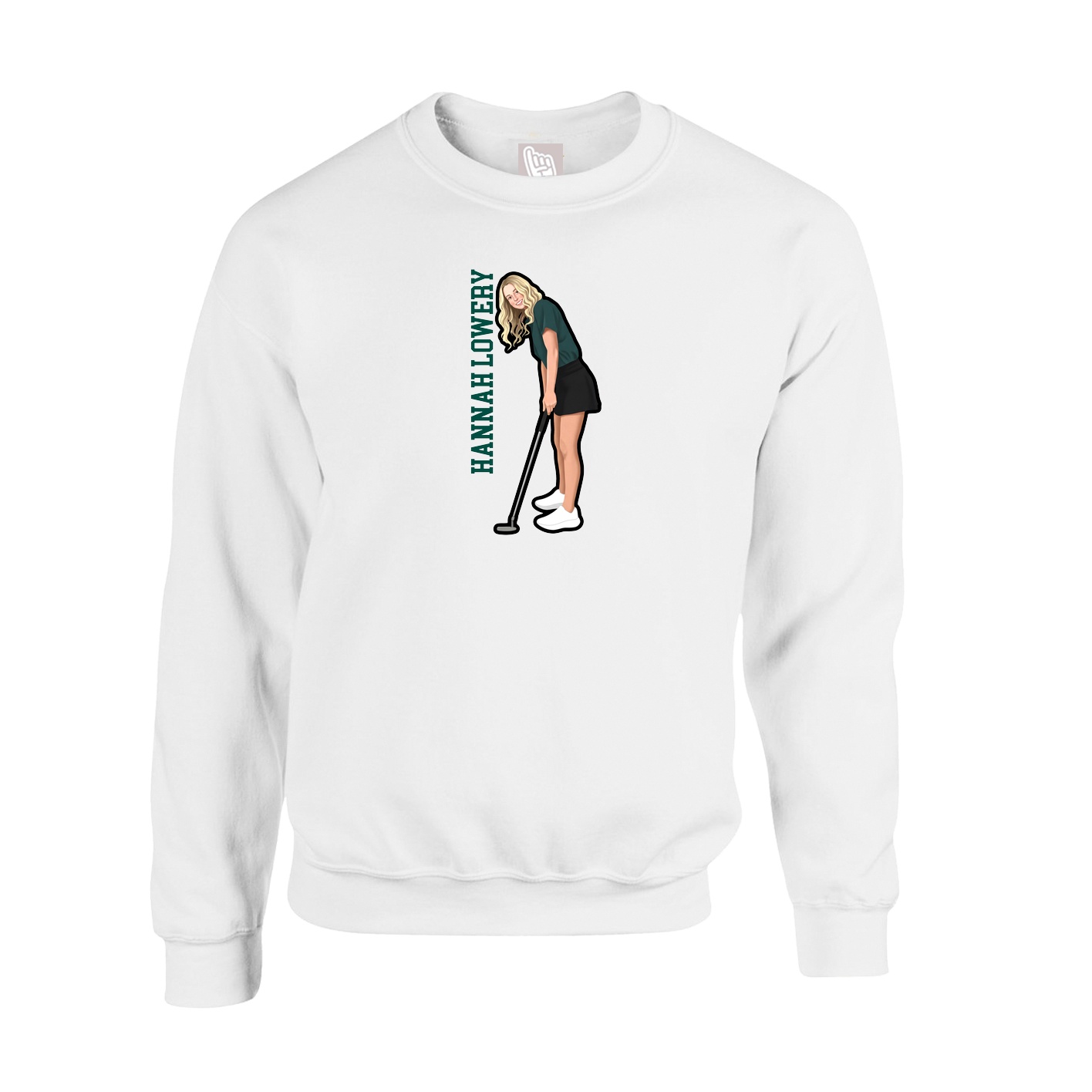 Fleece Crew — Name Vertical in White