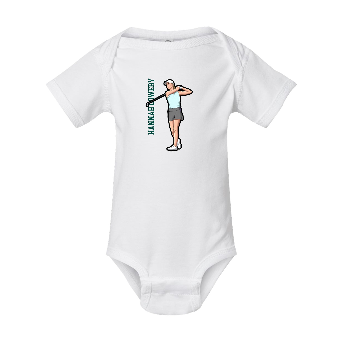 Baby Onesie — Name Vertical in White