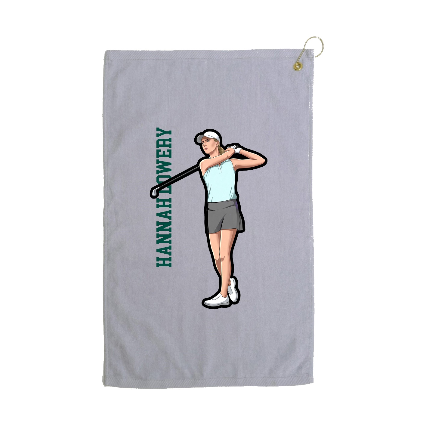 Golf Towel — Name Vertical in Grey