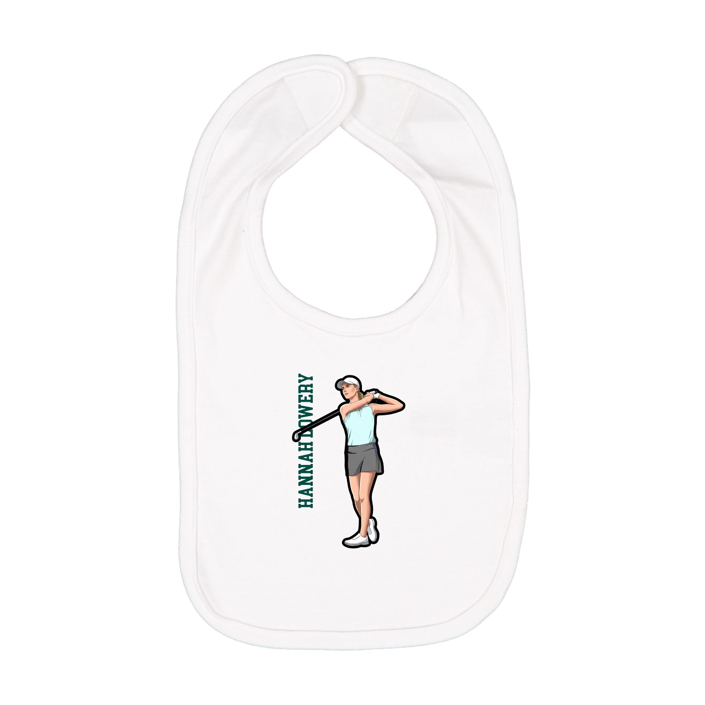Infant Bib — Name Vertical in White