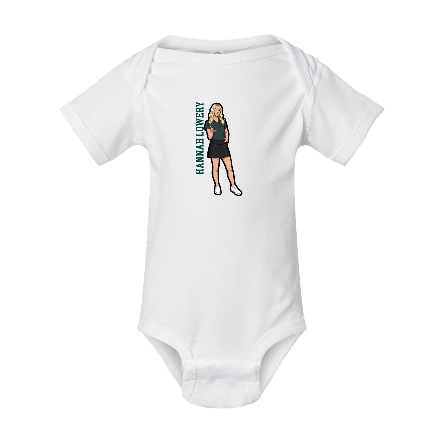 Baby Onesie — Name Vertical in White