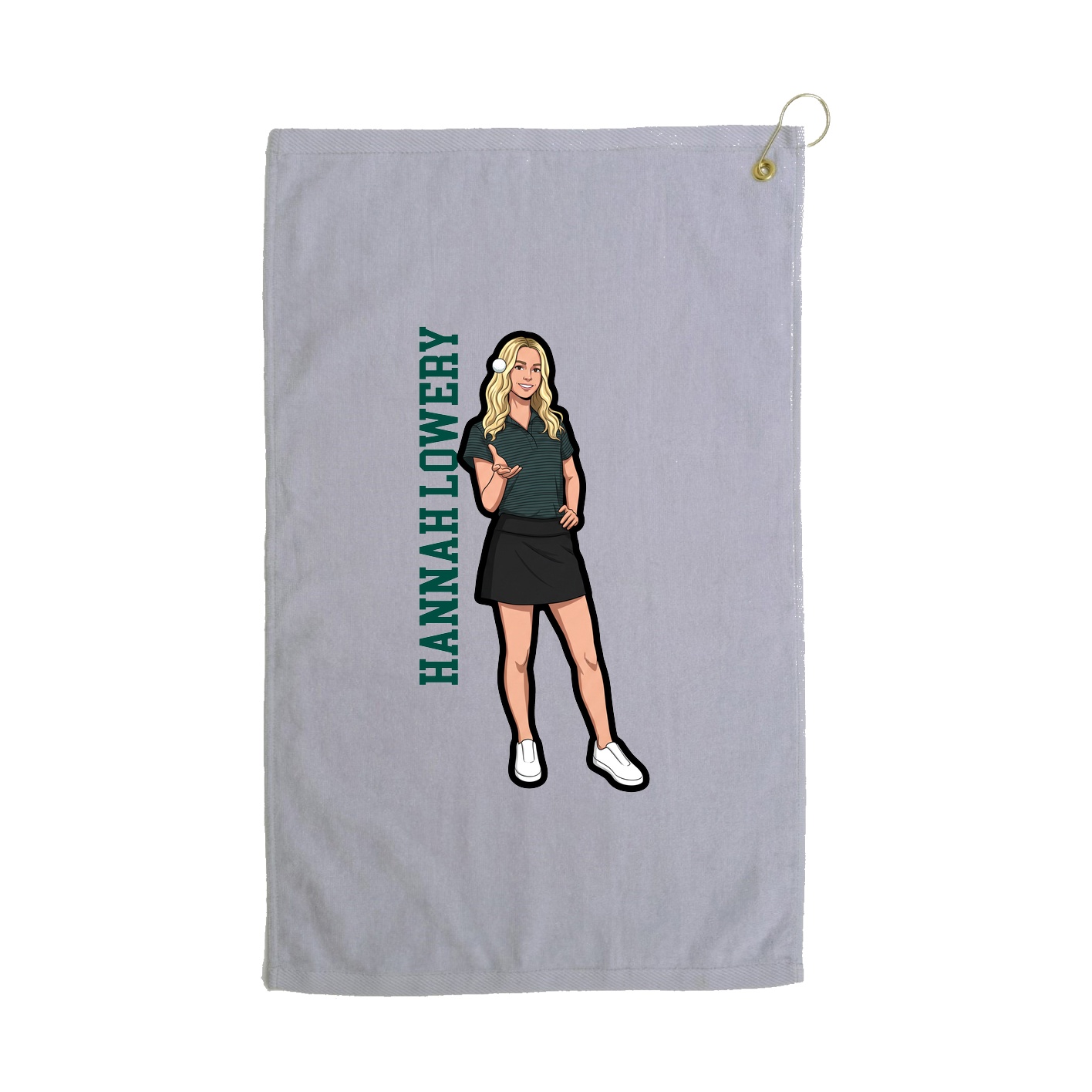 Golf Towel — Name Vertical in Grey