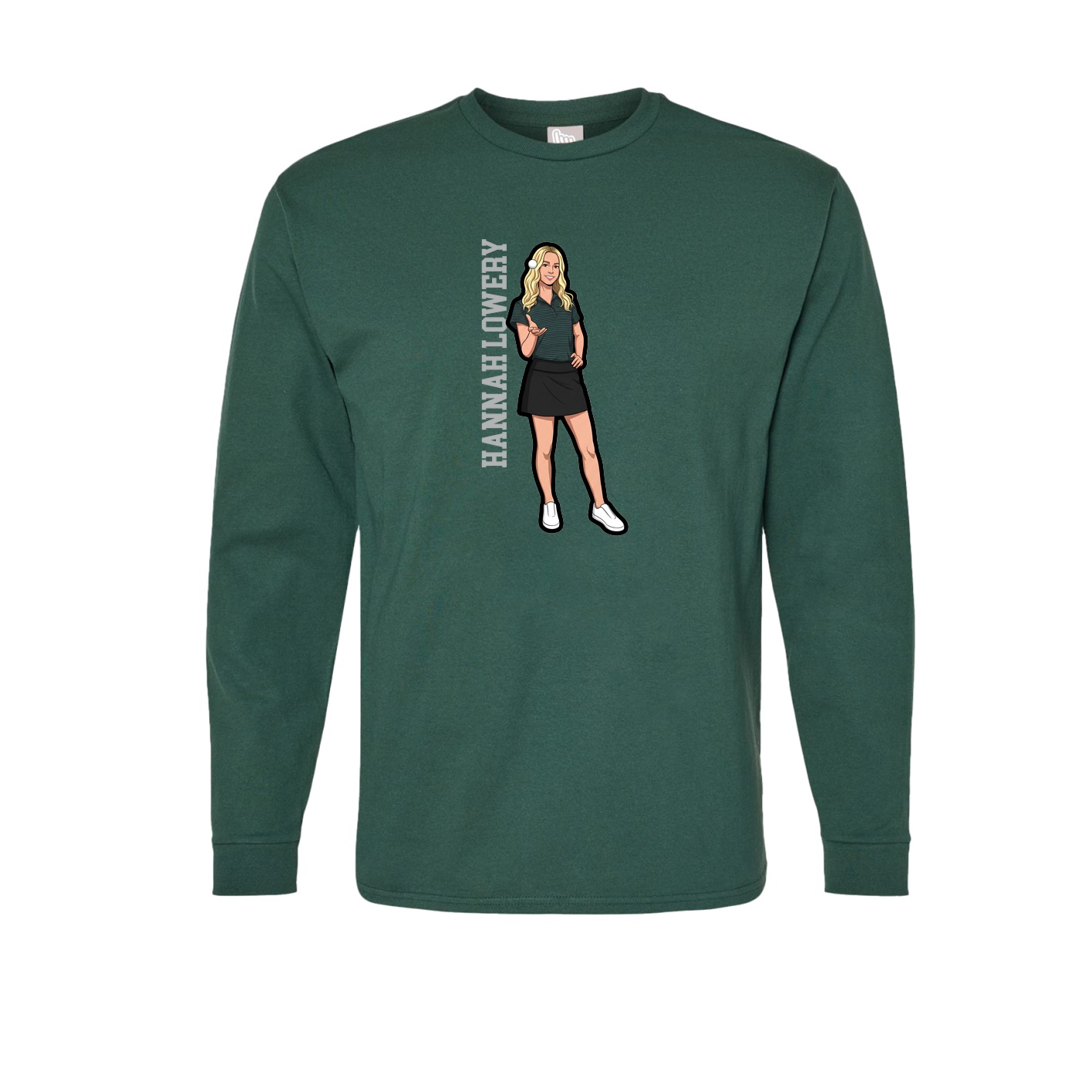Long Sleeve Tee — Name Vertical in Green