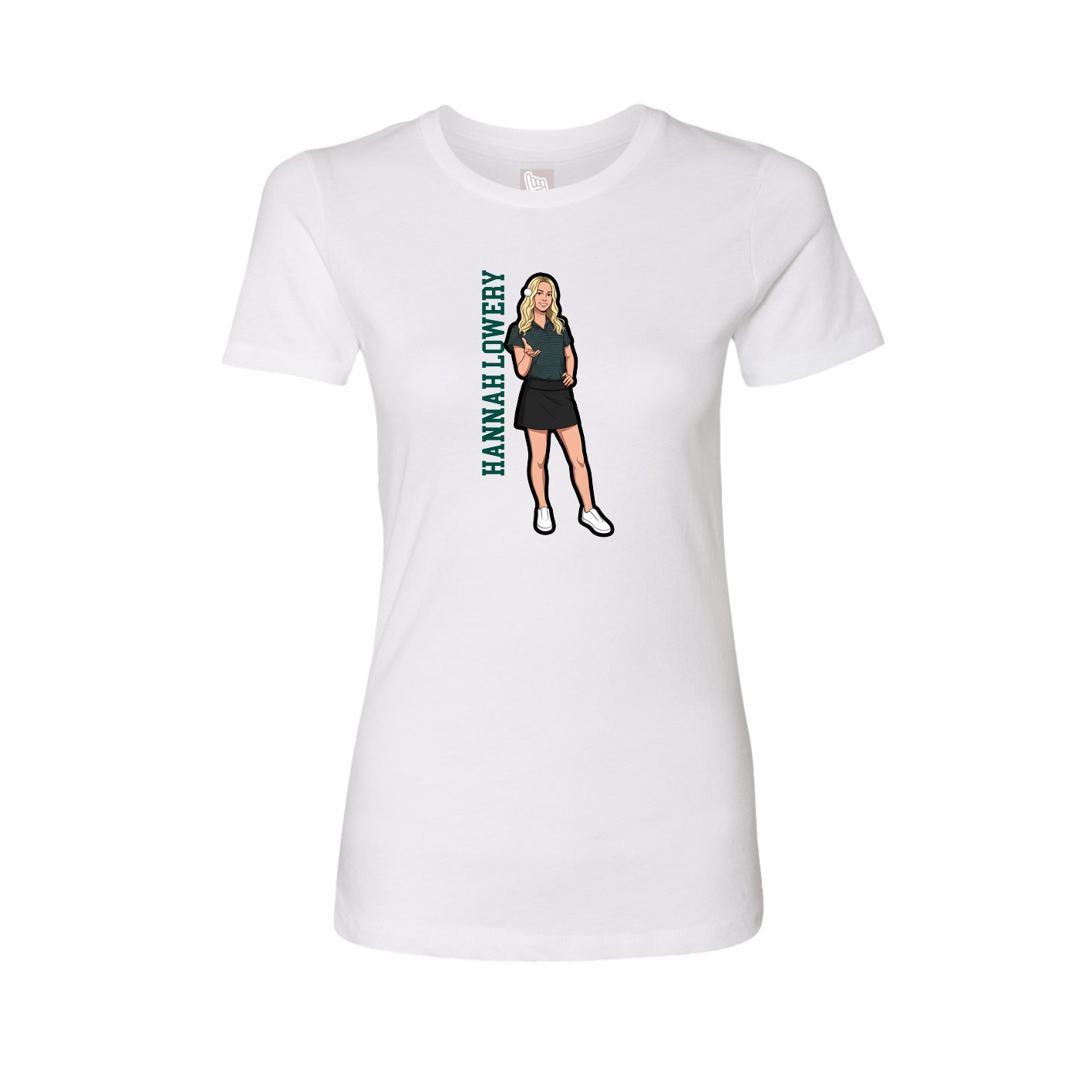 Fitted Women's Tee — Name Vertical in White