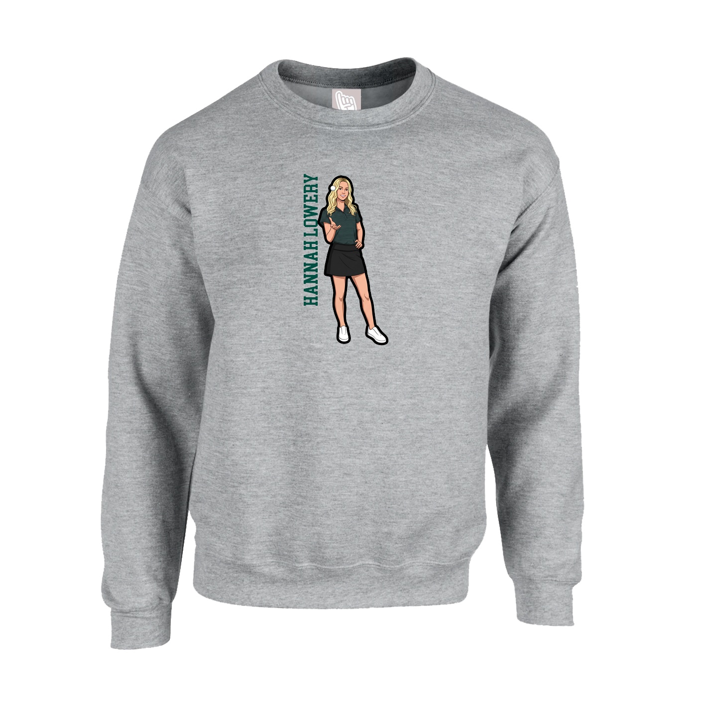 Fleece Crew — Name Vertical in Grey