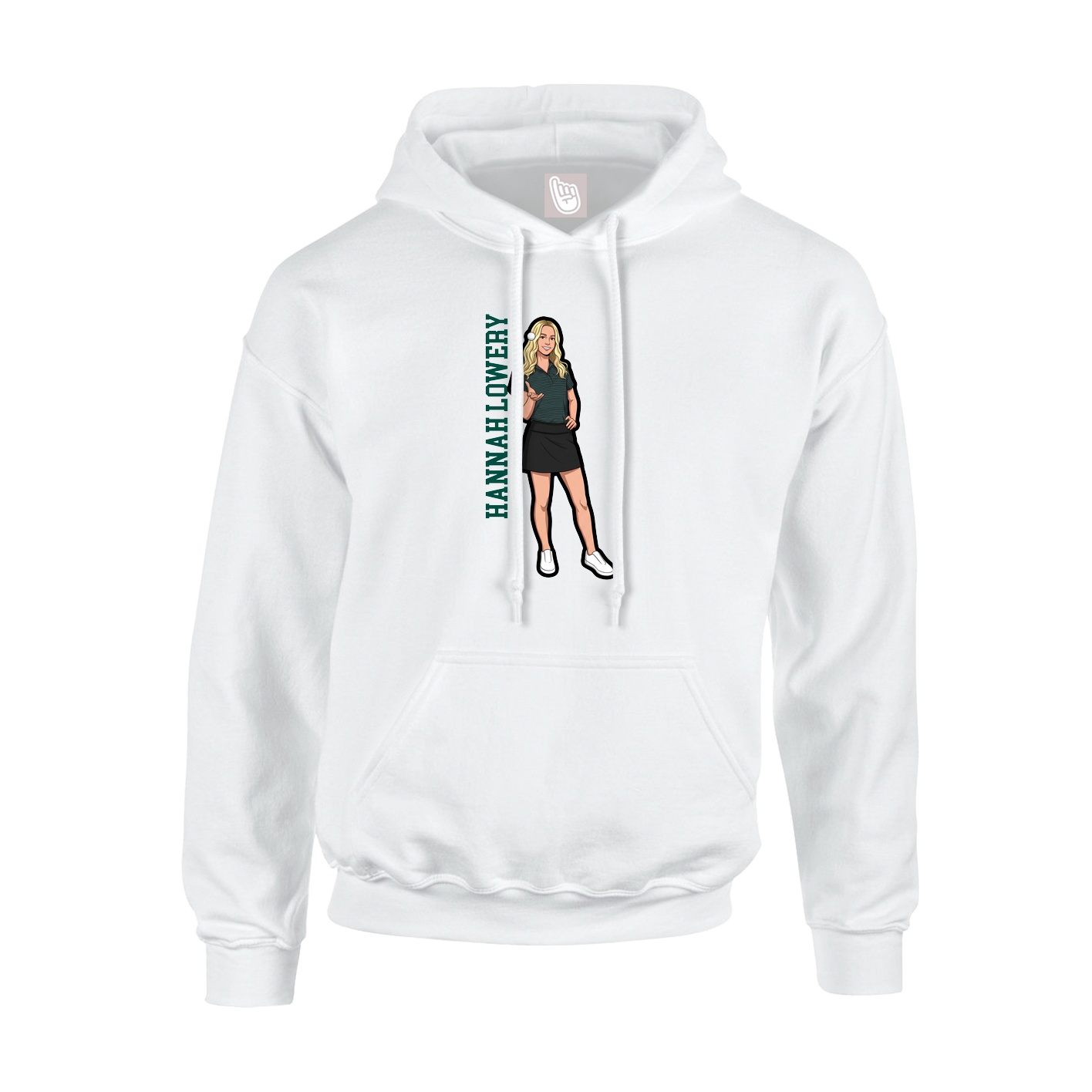 Youth Hoodie — Name Vertical in White