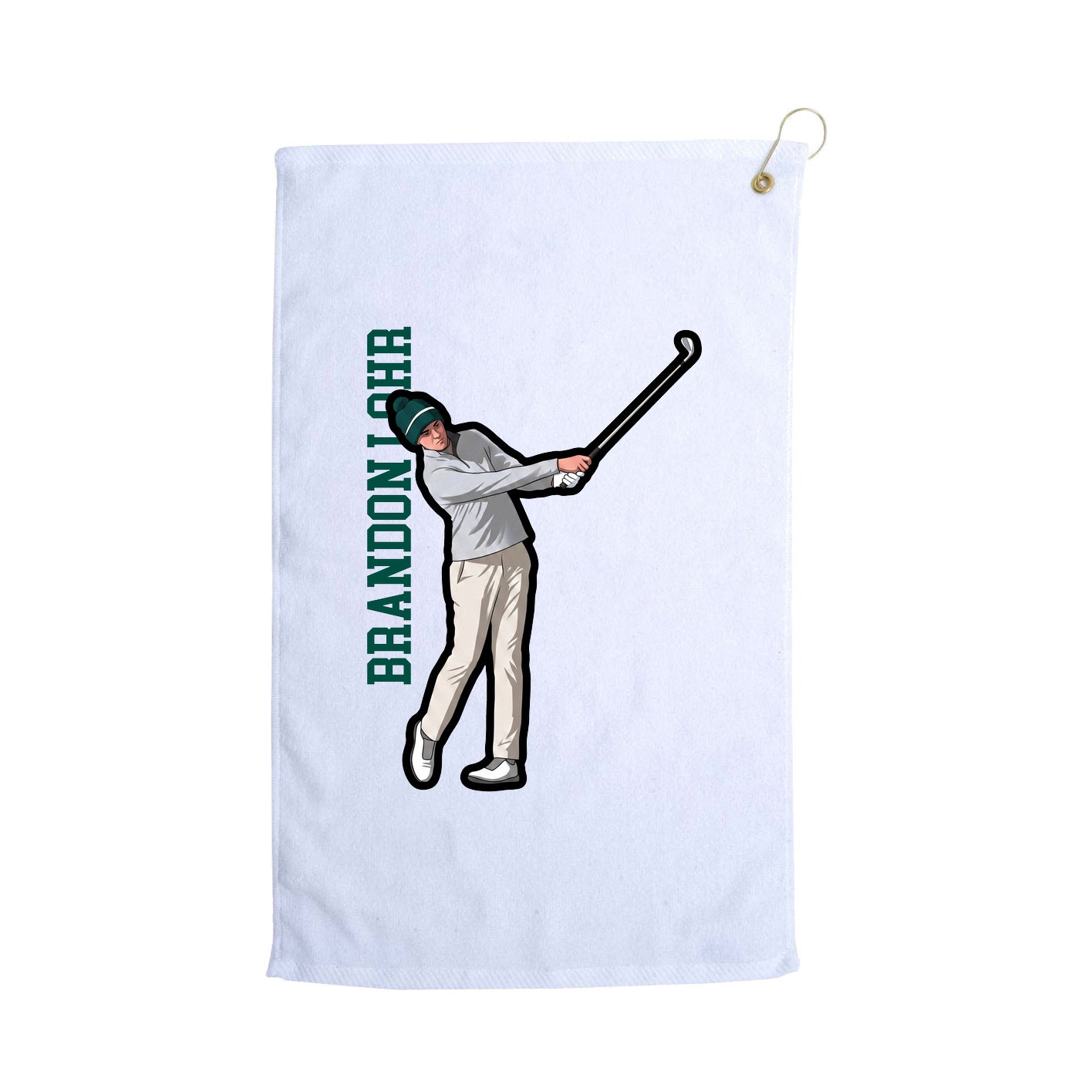 Golf Towel — Name Vertical in White