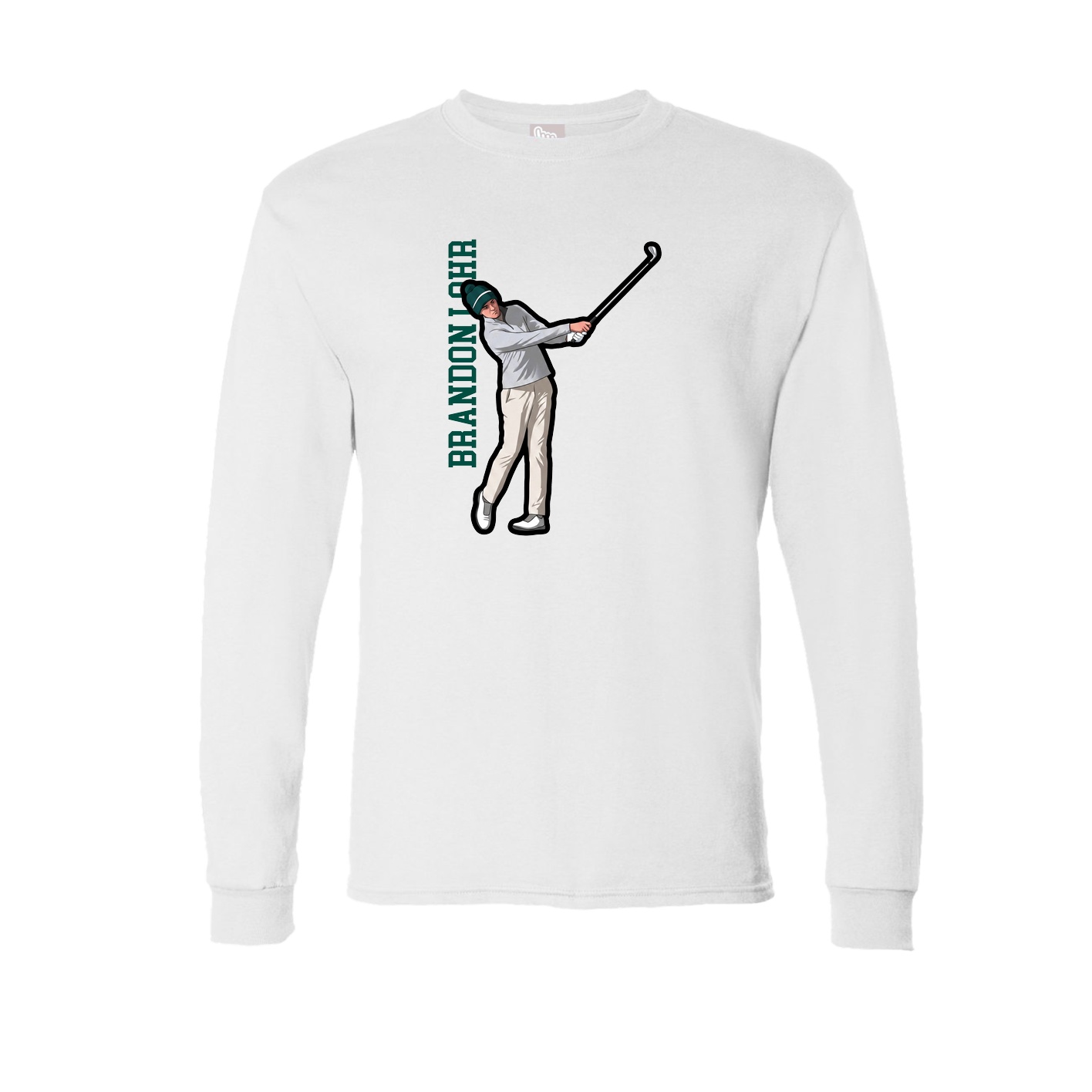 Long Sleeve Tee — Name Vertical in White
