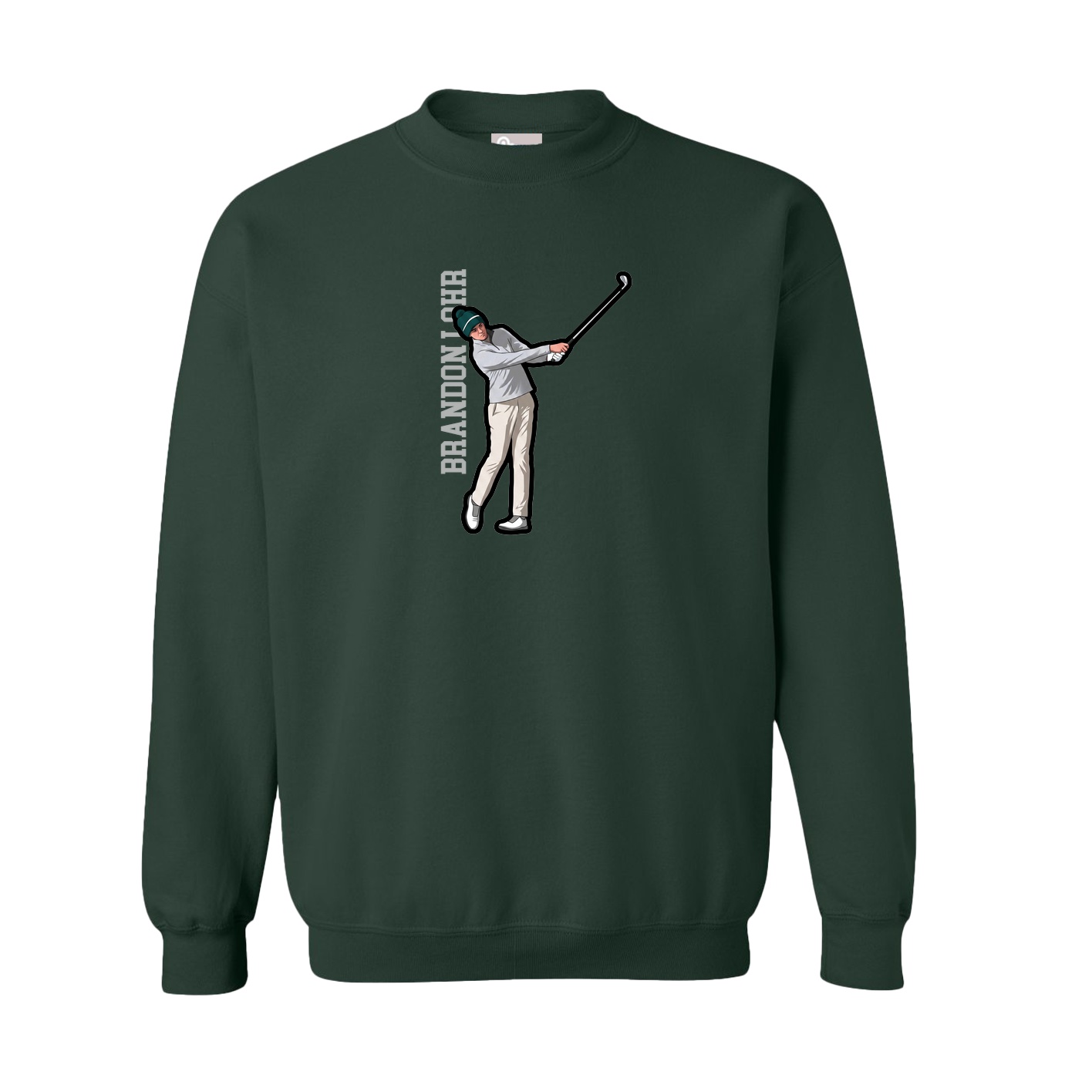 Fleece Crew — Name Vertical in Green