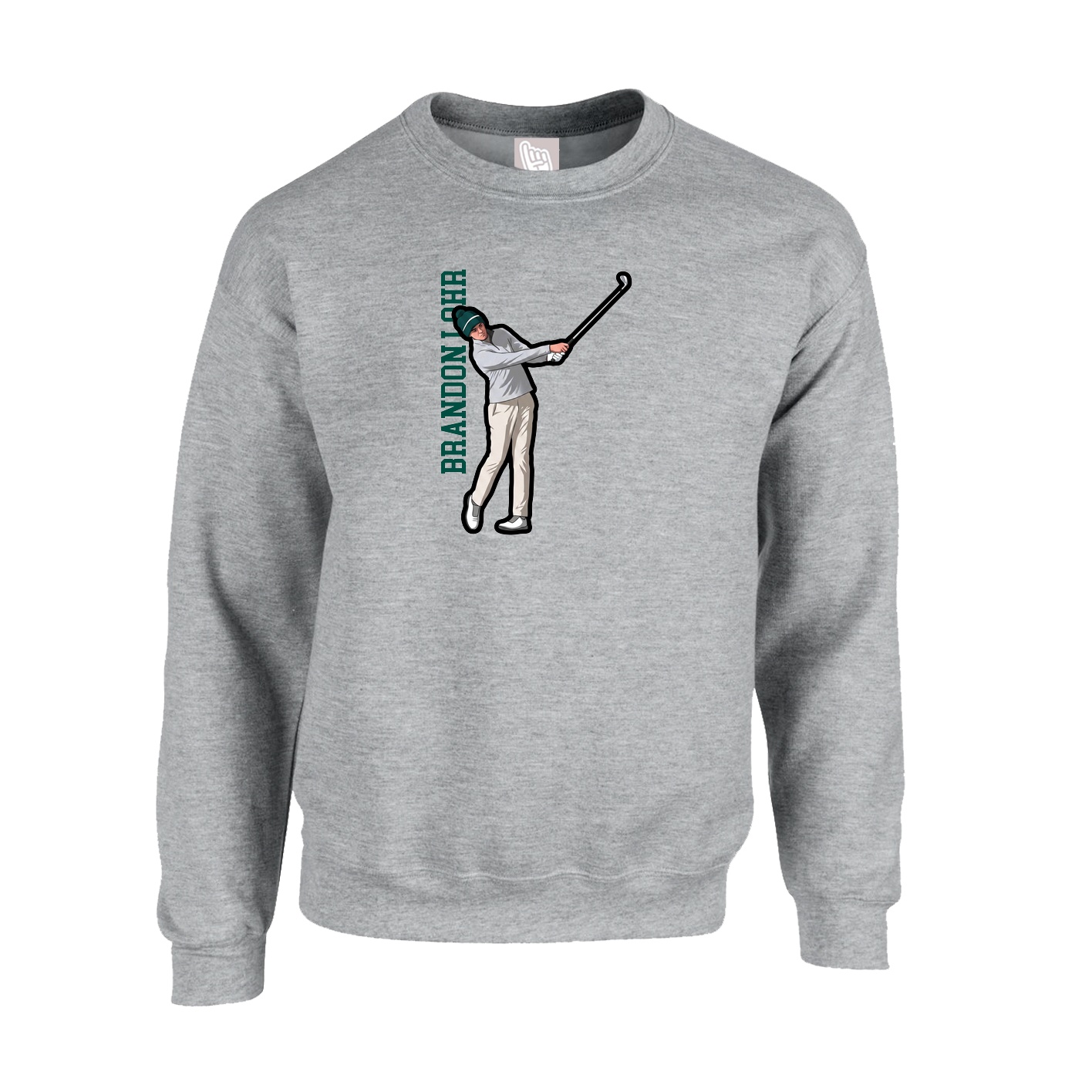 Fleece Crew — Name Vertical in Grey