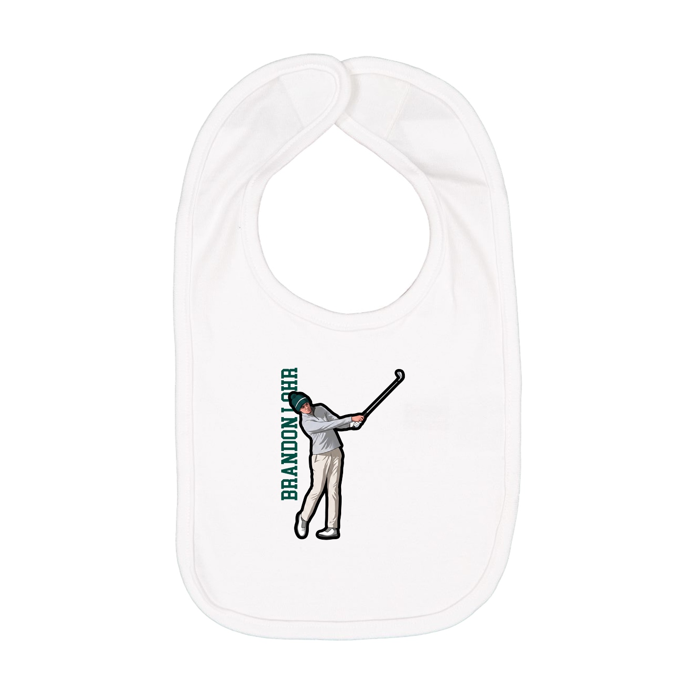 Infant Bib — Name Vertical in White
