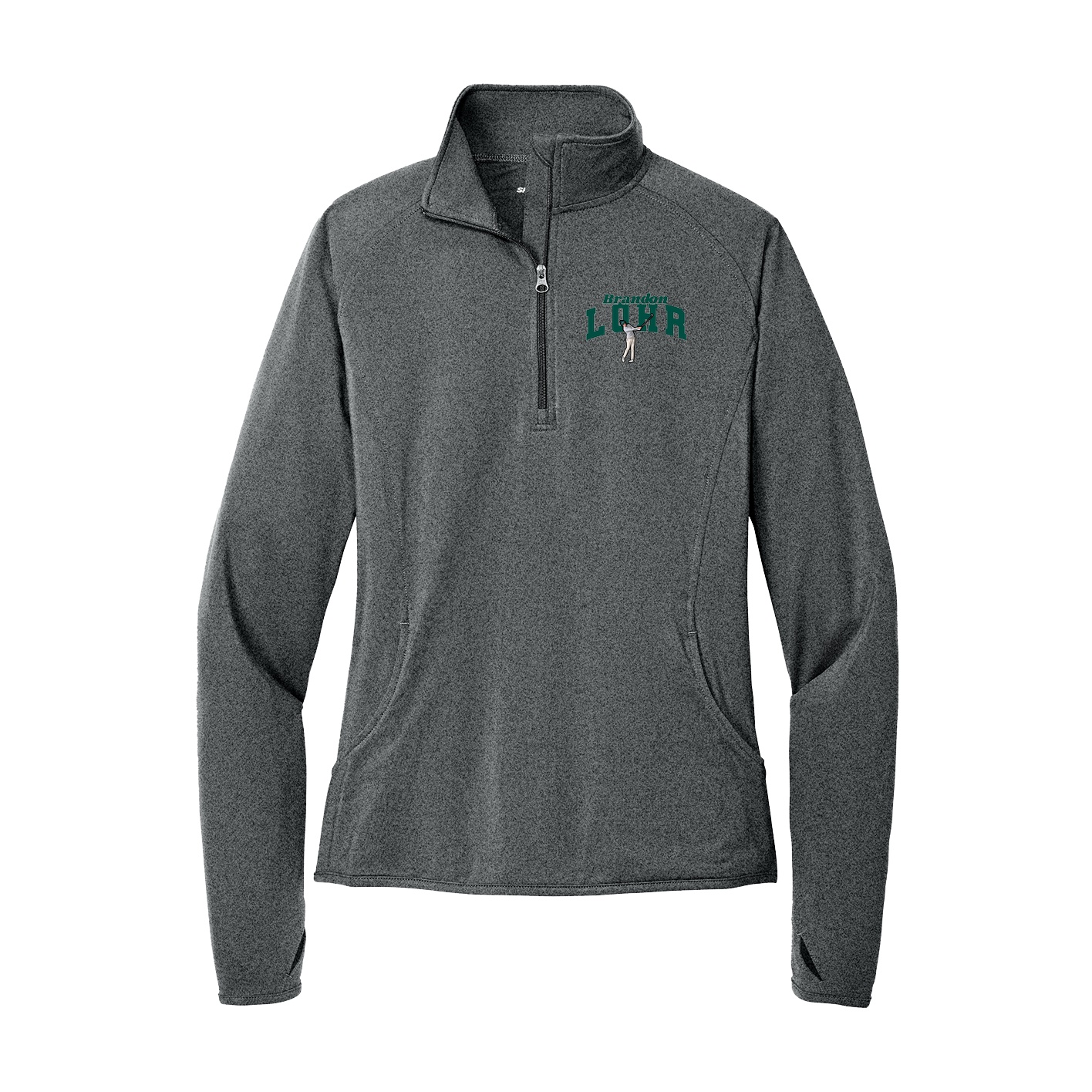 Women's Q-Zip Pullover — Signature Arch in Grey