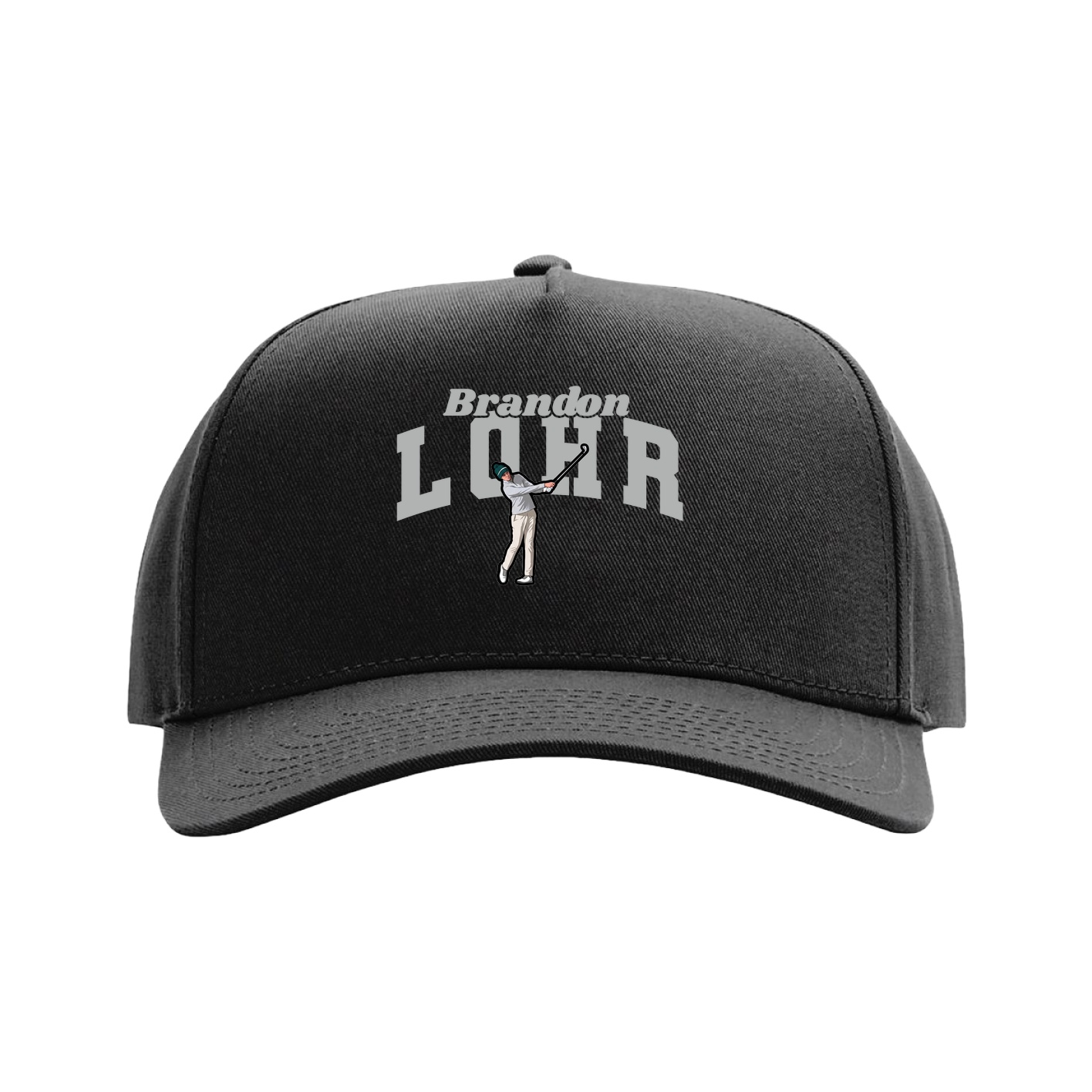 Full Fabric Five-Panel Champ Cap — Signature Arch in Black