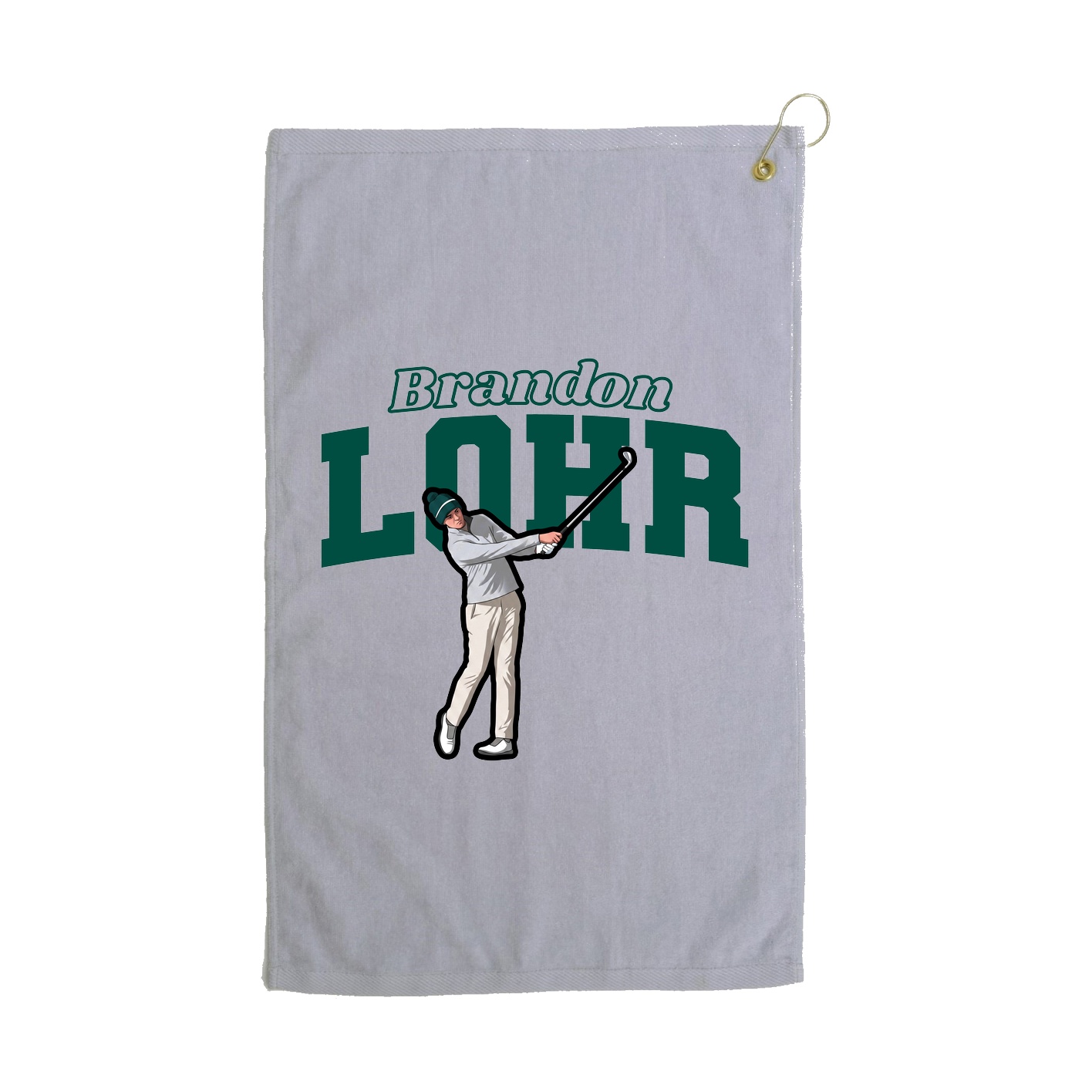 Golf Towel — Name Arch in Grey