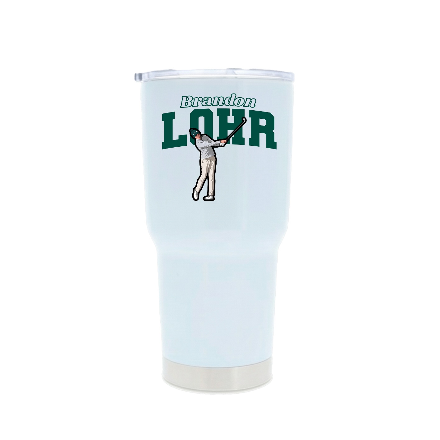 30oz Stainless Steel Tumbler — Name Arch in White