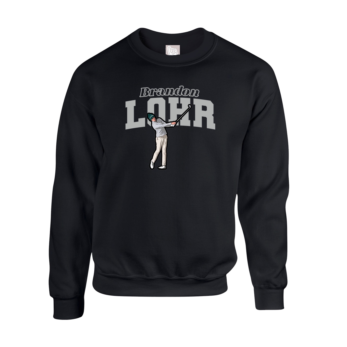 Fleece Crew — Name Arch in Black