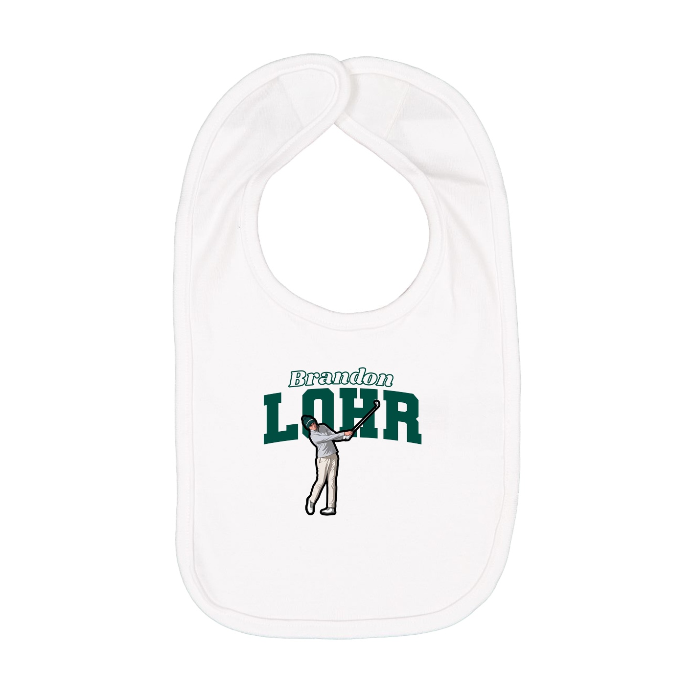 Infant Bib — Name Arch in White