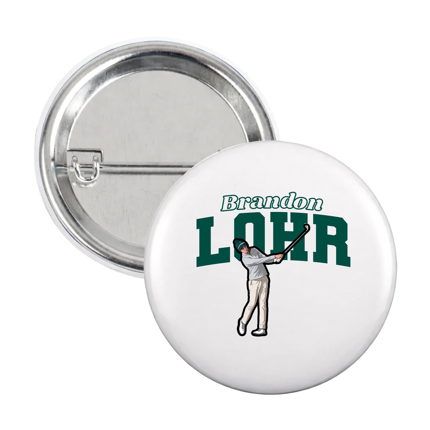 Game Day Button — Name Arch in White