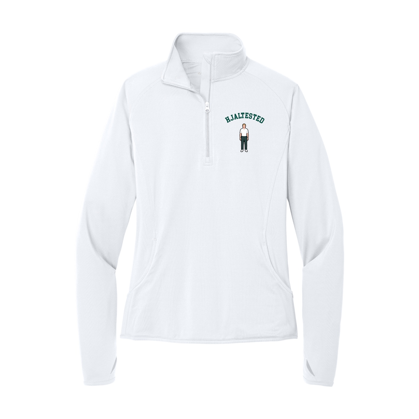 Women's Q-Zip Pullover — Shirsey Arch in White