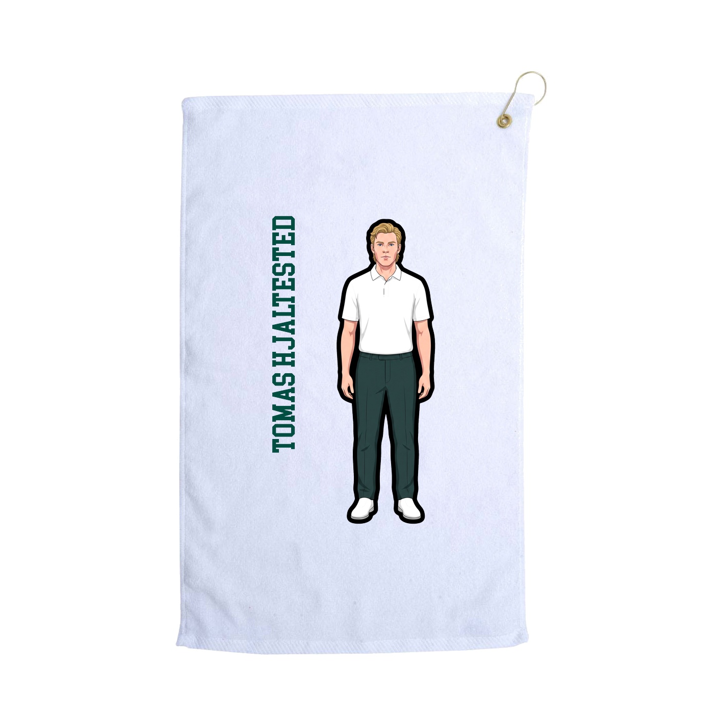 Golf Towel — Name Vertical in White