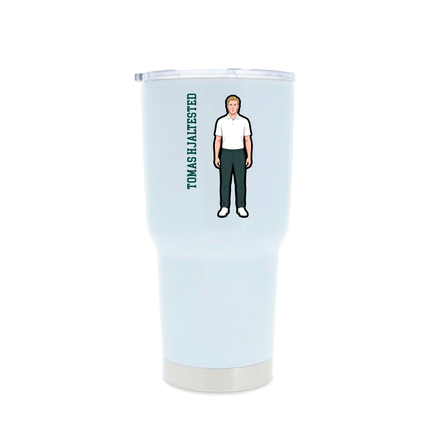 30oz Stainless Steel Tumbler — Name Vertical in White