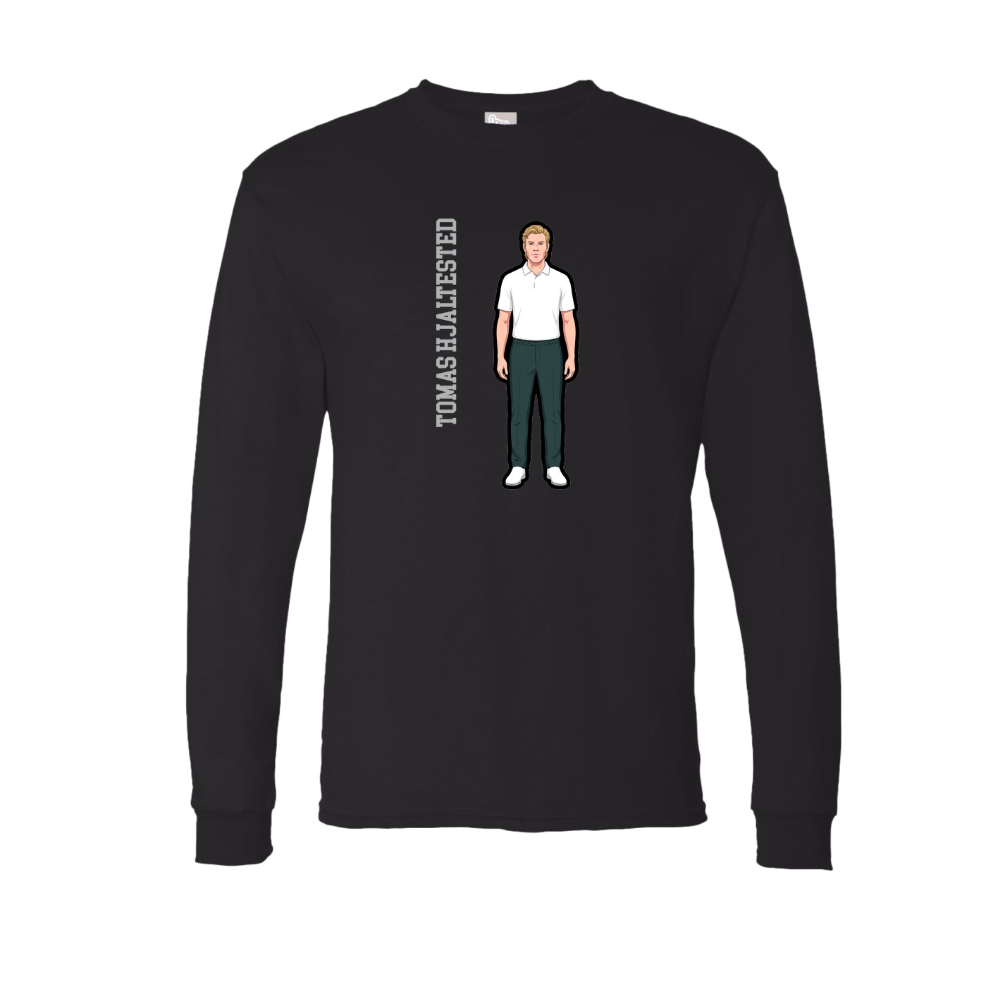 Long Sleeve Tee — Name Vertical in Black