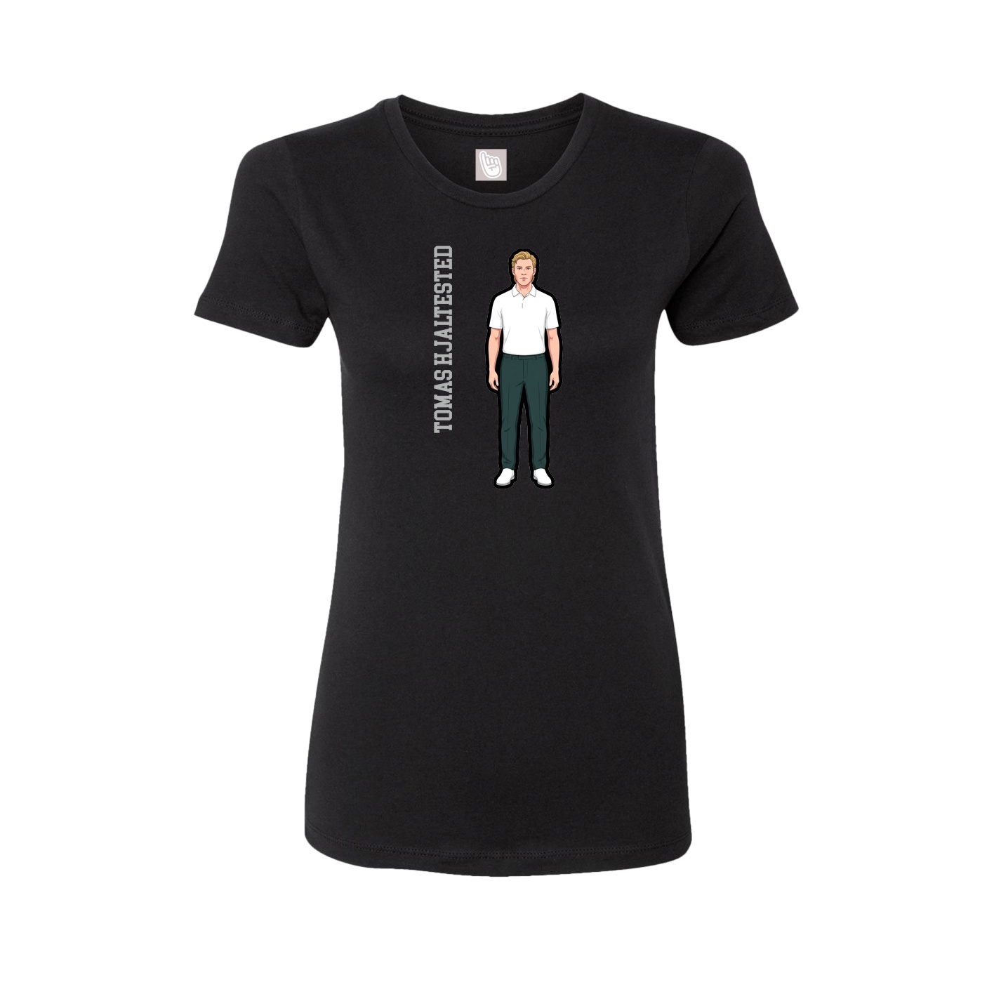 Womens Tee — Name Vertical in Black