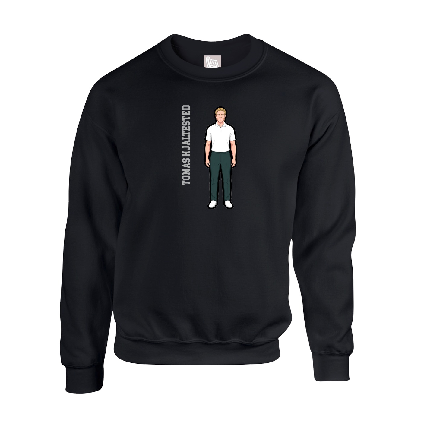 Fleece Crew — Name Vertical in Black