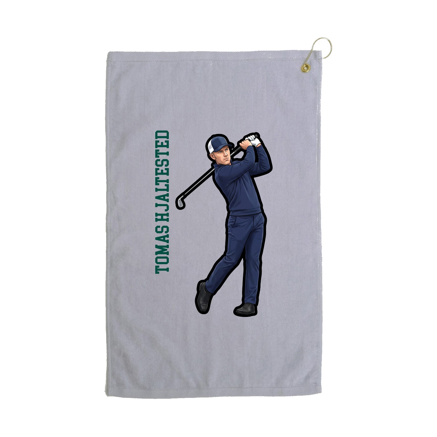 Golf Towel — Name Vertical in Grey