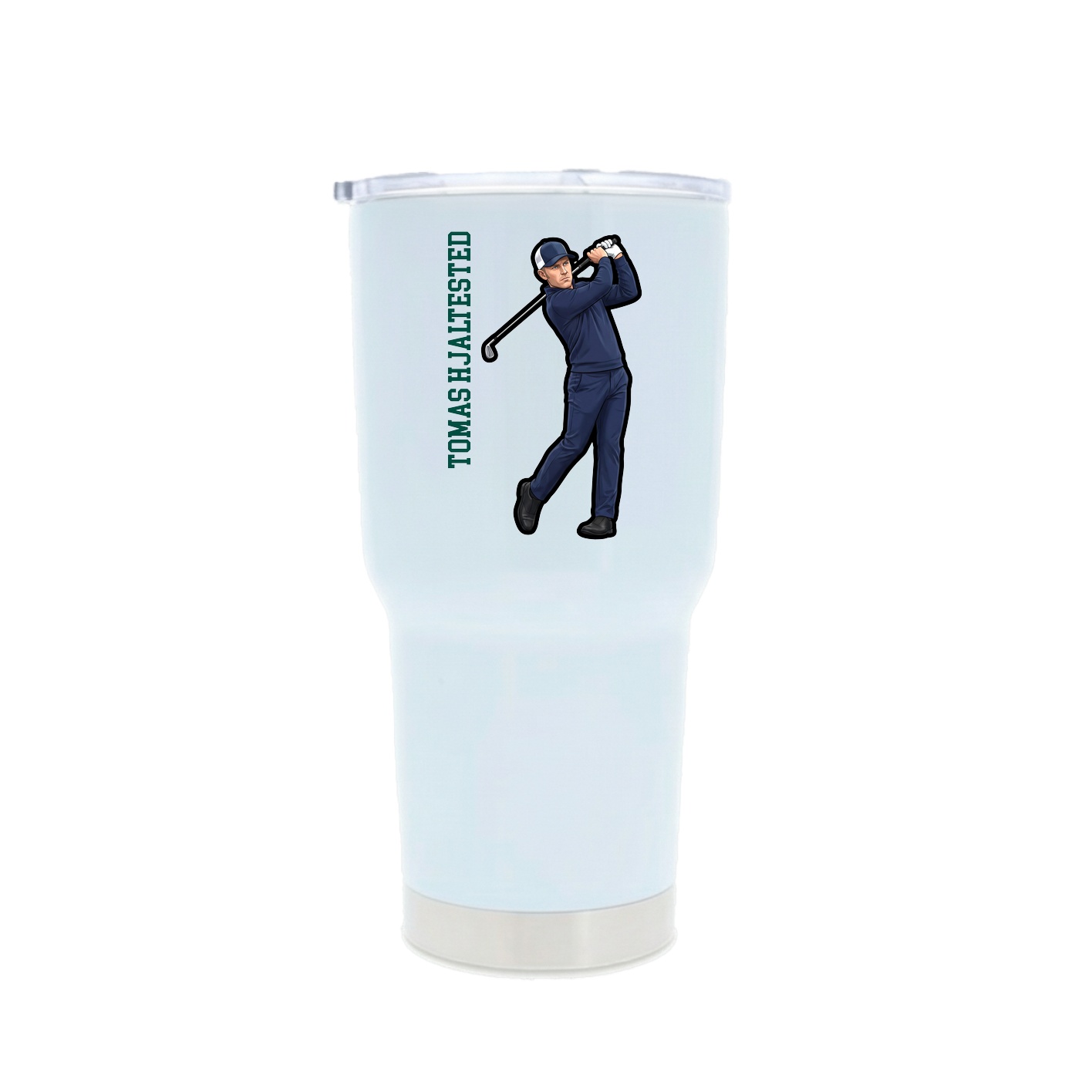 30oz Stainless Steel Tumbler — Name Vertical in White