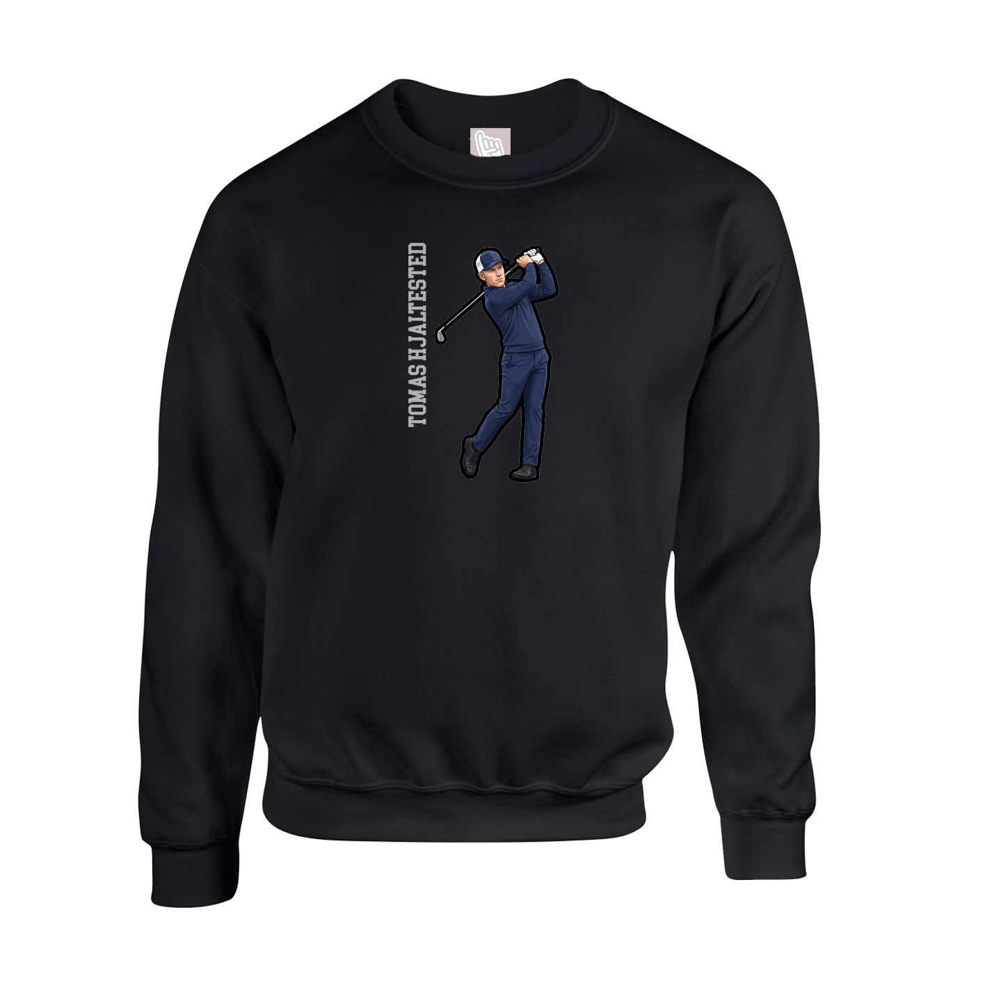 Fleece Crew — Name Vertical in Black