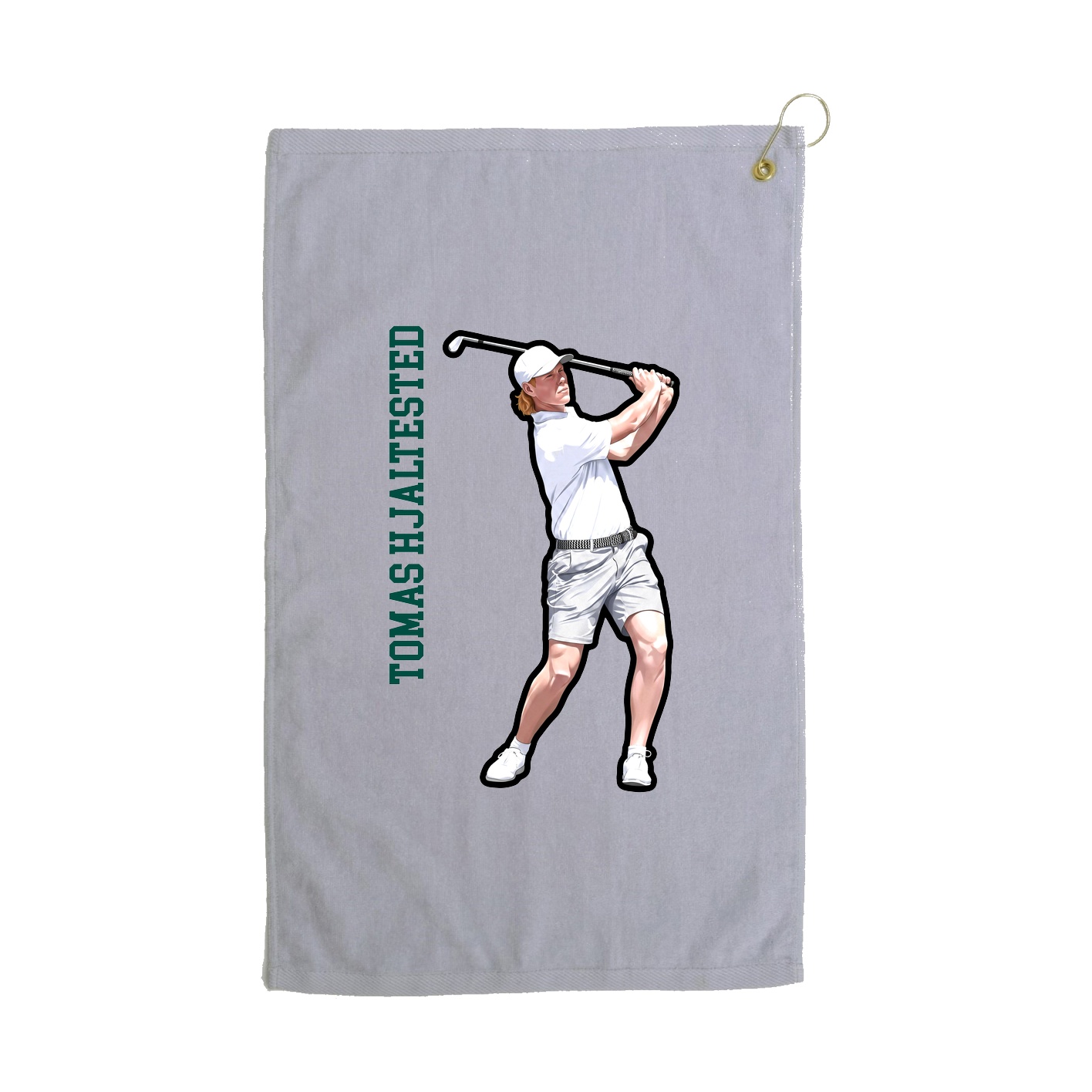 Golf Towel — Name Vertical in Grey