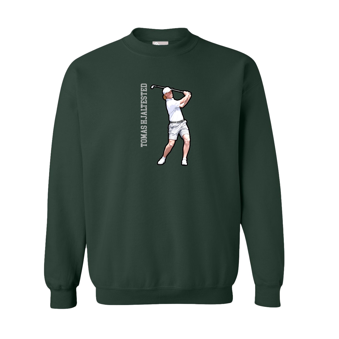 Fleece Crew — Name Vertical in Green