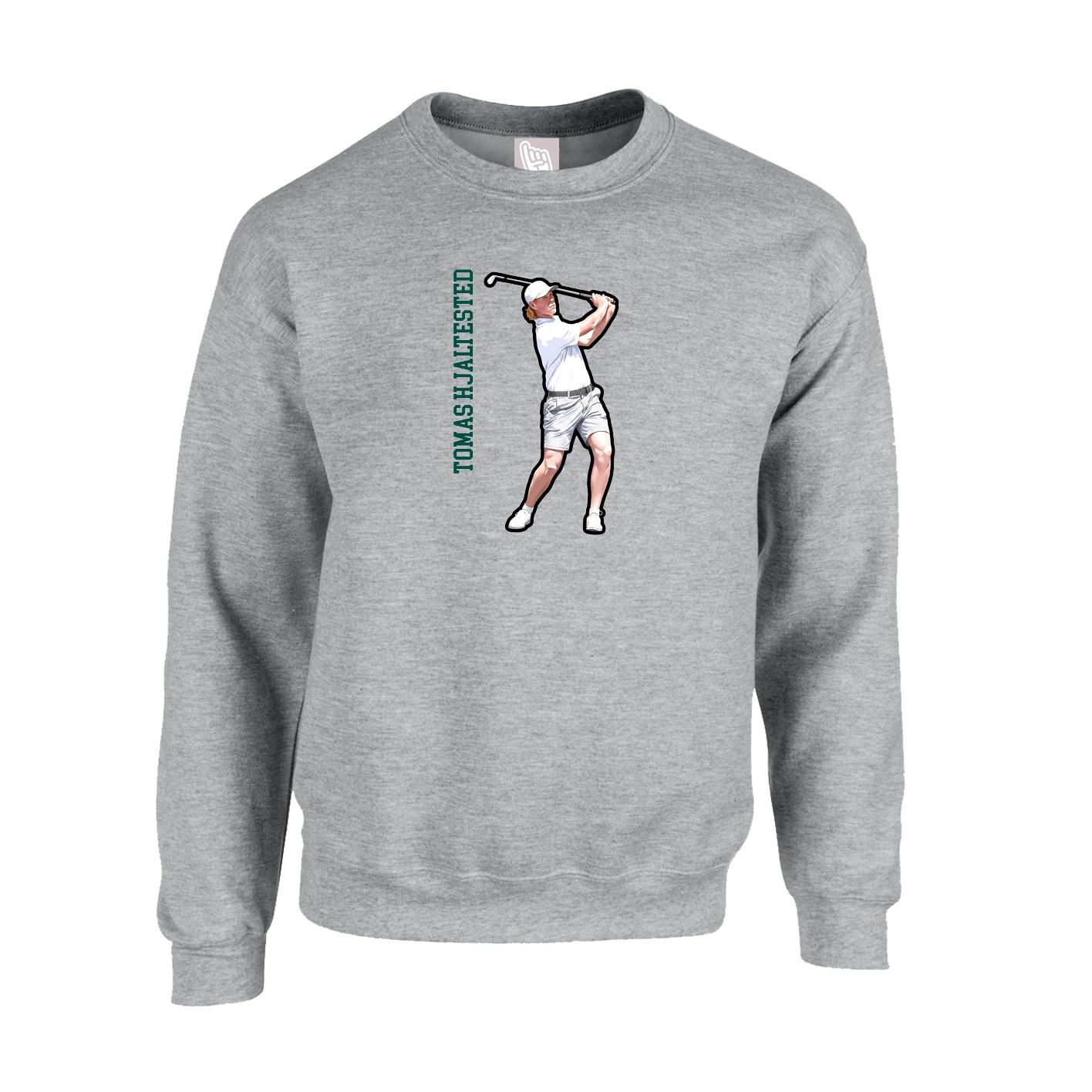 Fleece Crew — Name Vertical in Grey