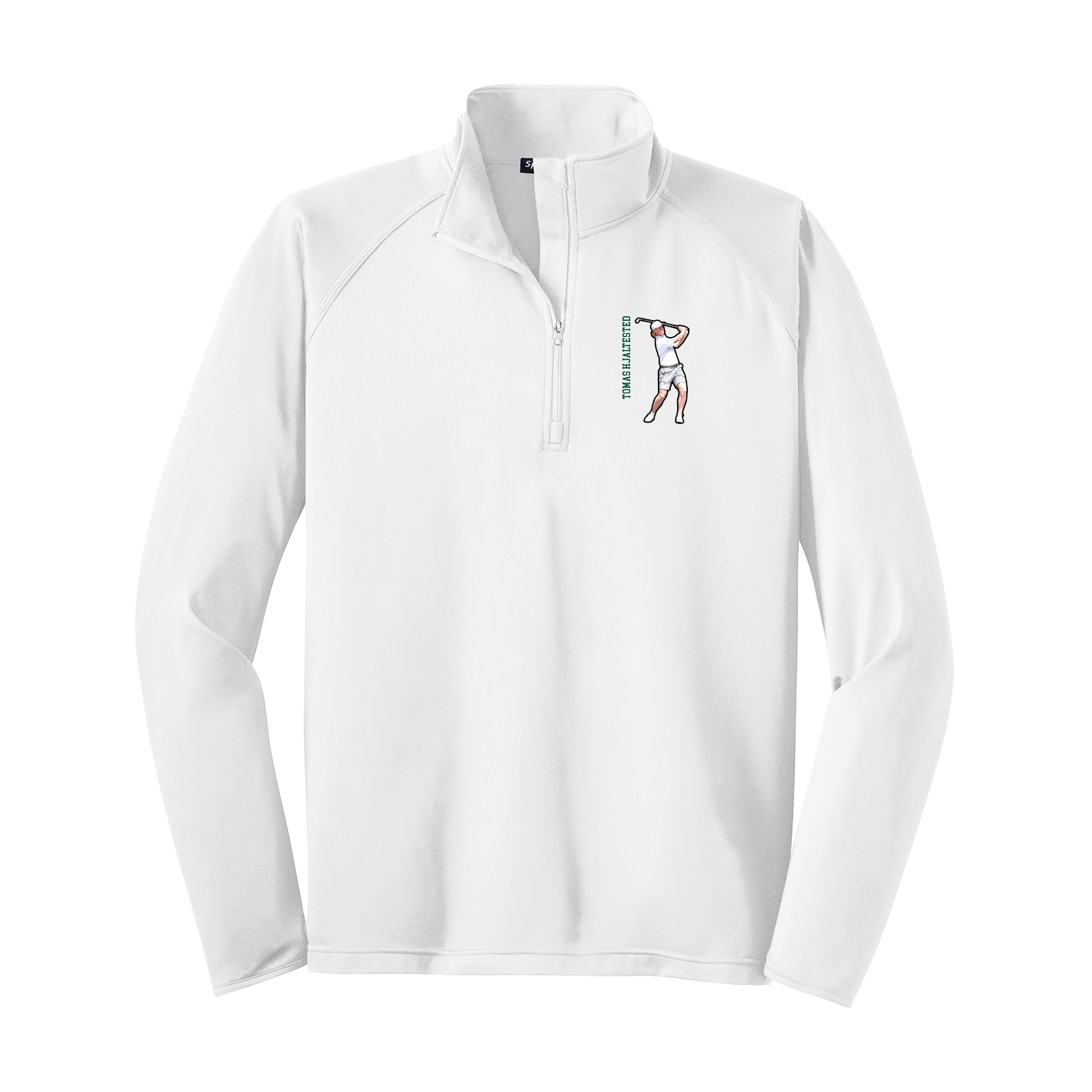Q-Zip Pullover — Name Vertical in White