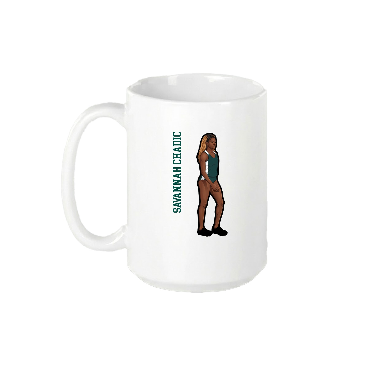 15oz Coffee Mug — Name Vertical in White