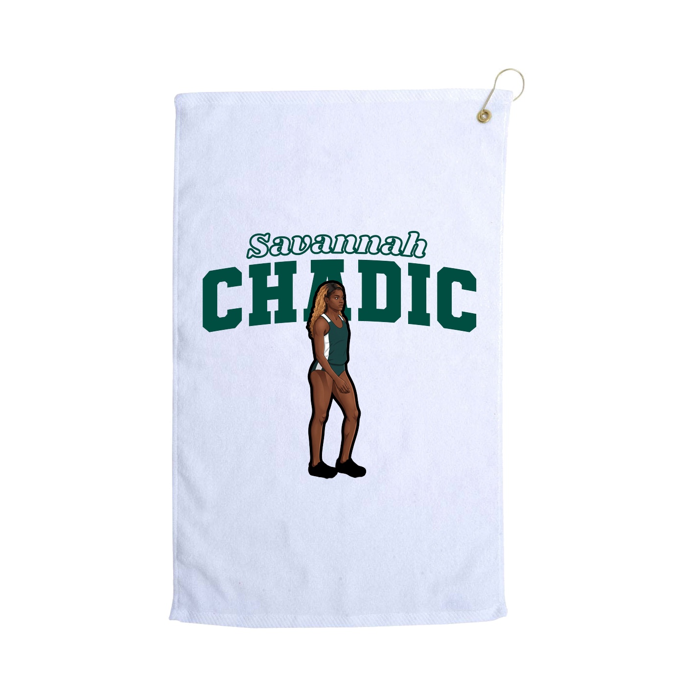 Golf Towel — Name Arch in White