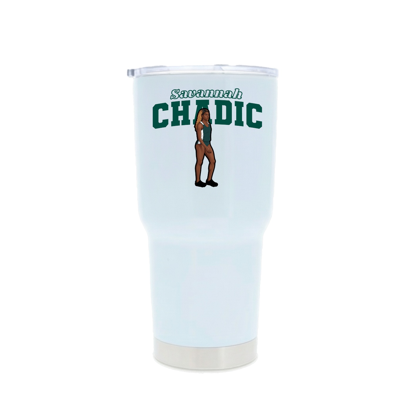 30oz Stainless Steel Tumbler — Name Arch in White