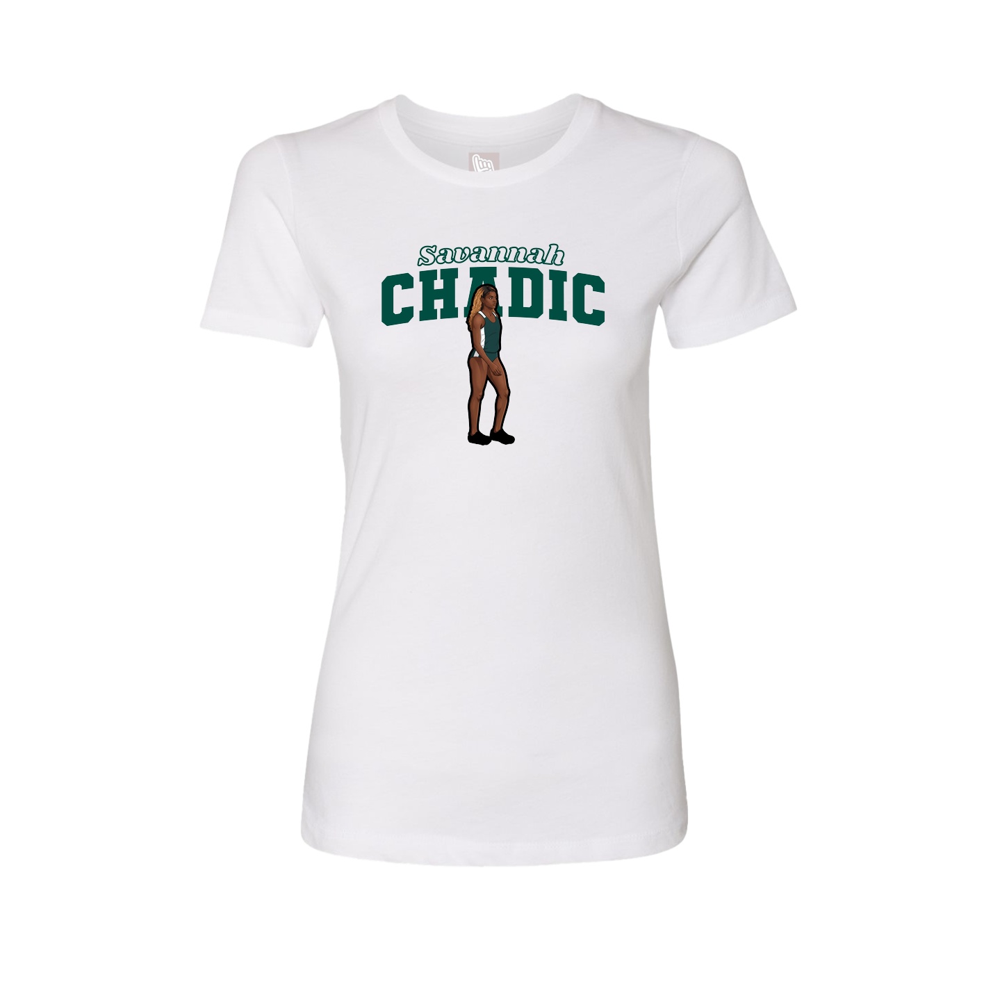 Fitted Women's Tee — Name Arch in White