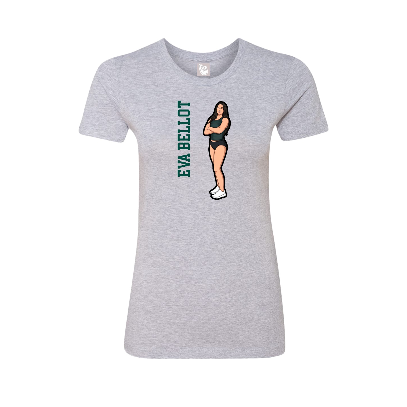 Fitted Women's Tee — Name Vertical in Grey