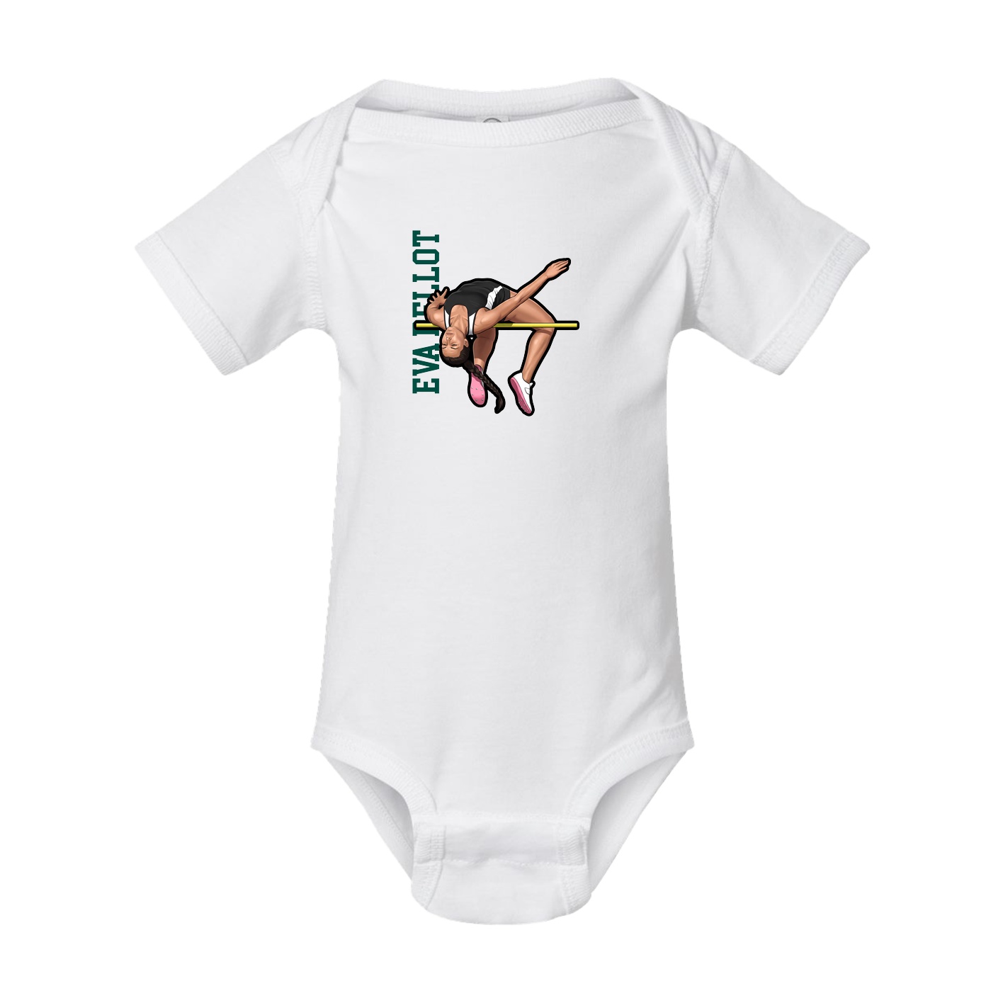 Baby Onesie — Name Vertical in White